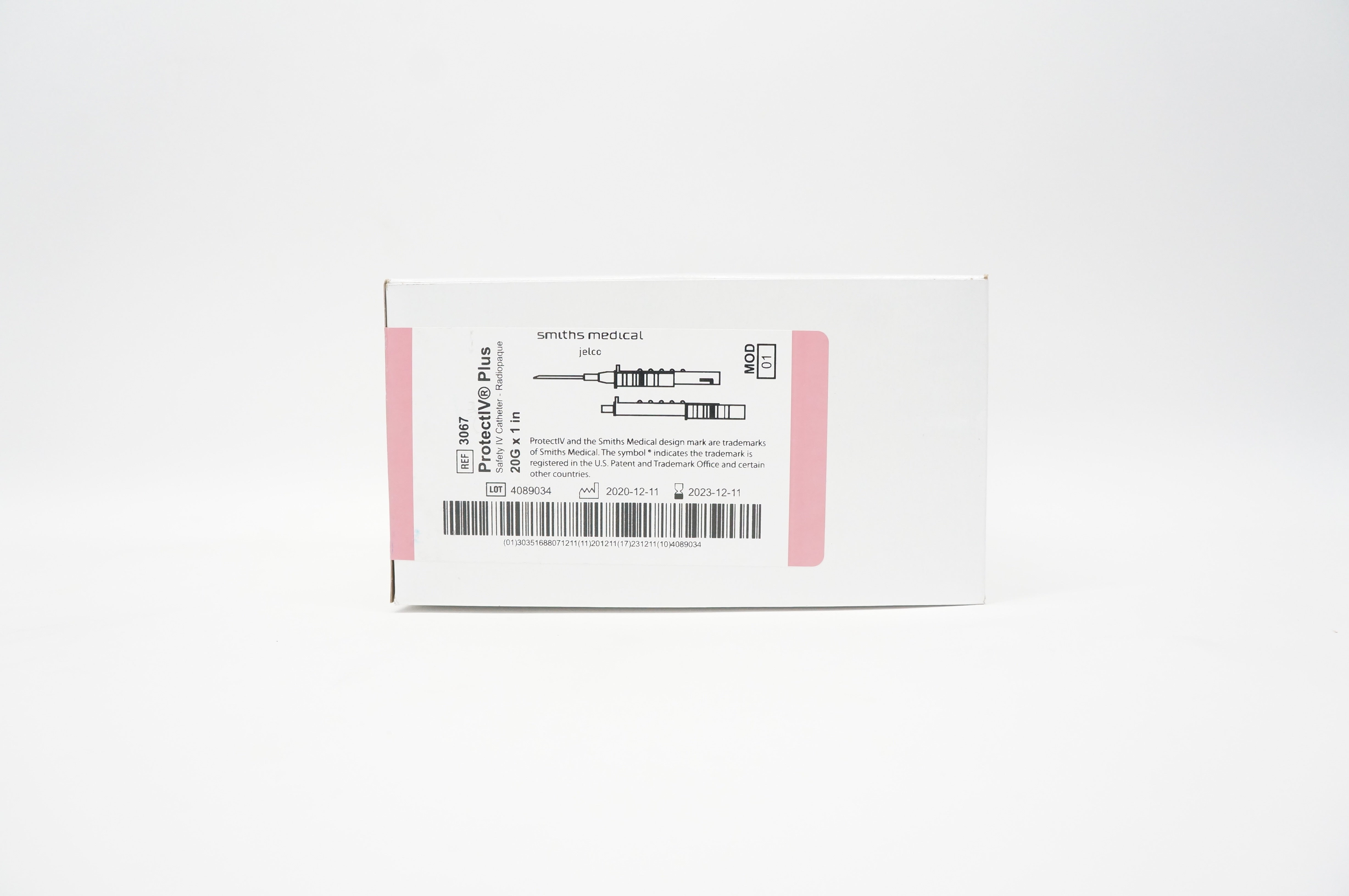Smiths Medical 3067 Protect IV Plus Safety Cath. Radiopaque 20G x 1in -Box of 50