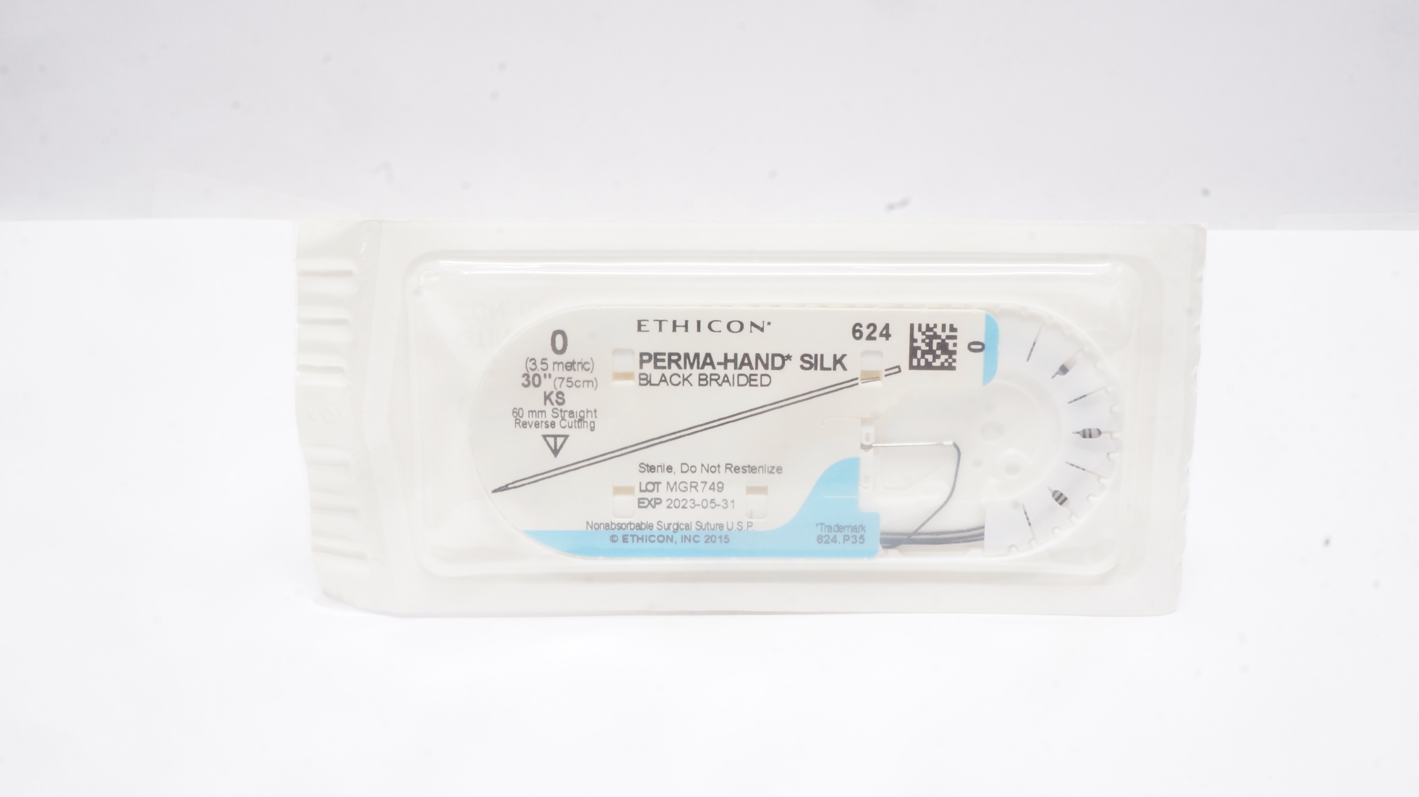 Ethicon 624 0 PERMA-HAND SILK Stre, KS 60mm Straight Reverse Cutting, 30inch (x)