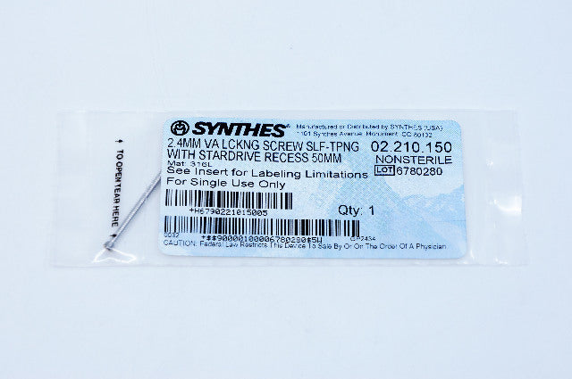 Synthes 02.210.150 2.4mm VA Locking Screw Self-Tapping W/ Stardrive Recess 50mm