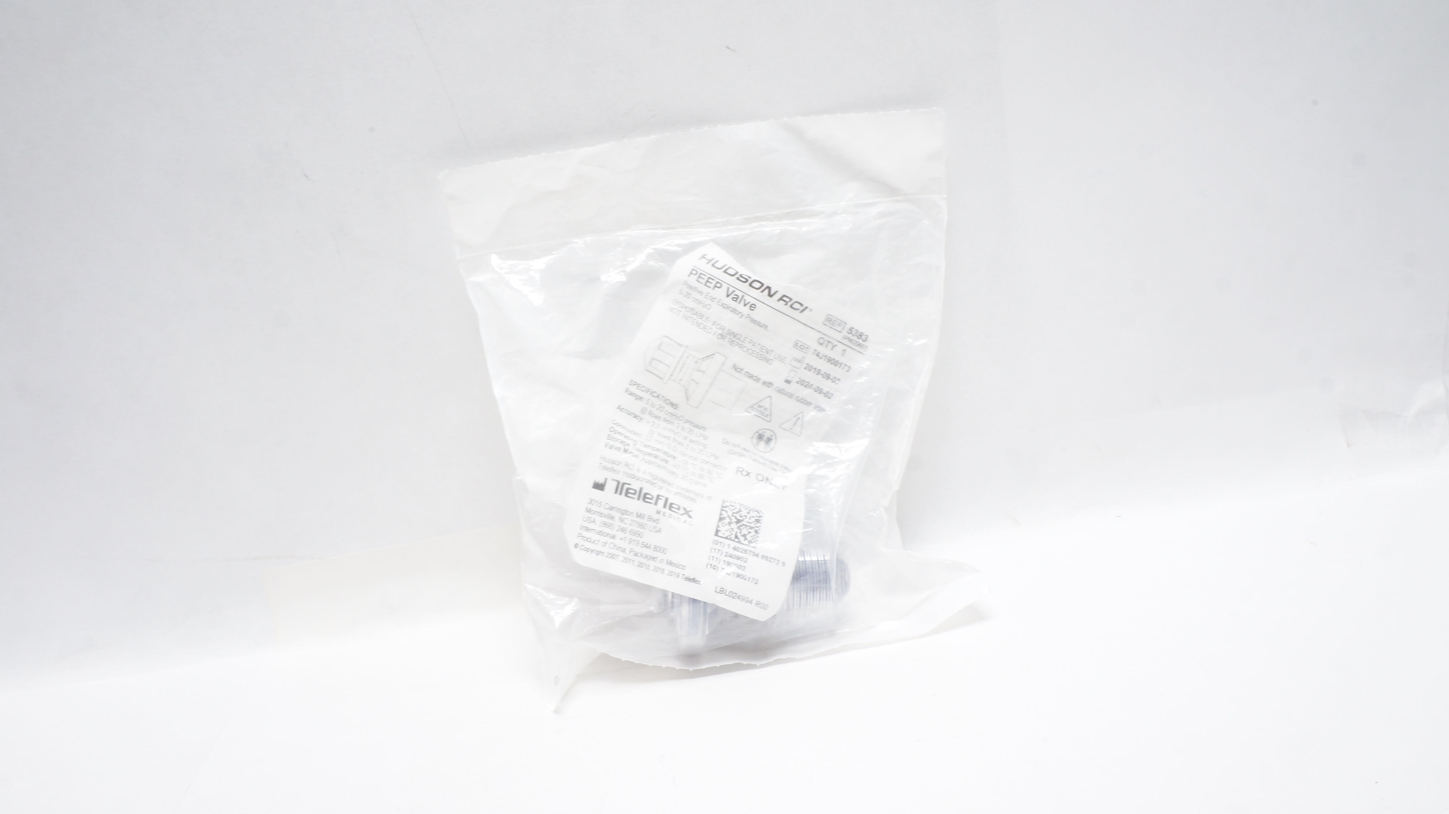 Teleflex 5383 Hudson RCI Peep Valve Positive End Expiratory Pressure 5-20cmH2O