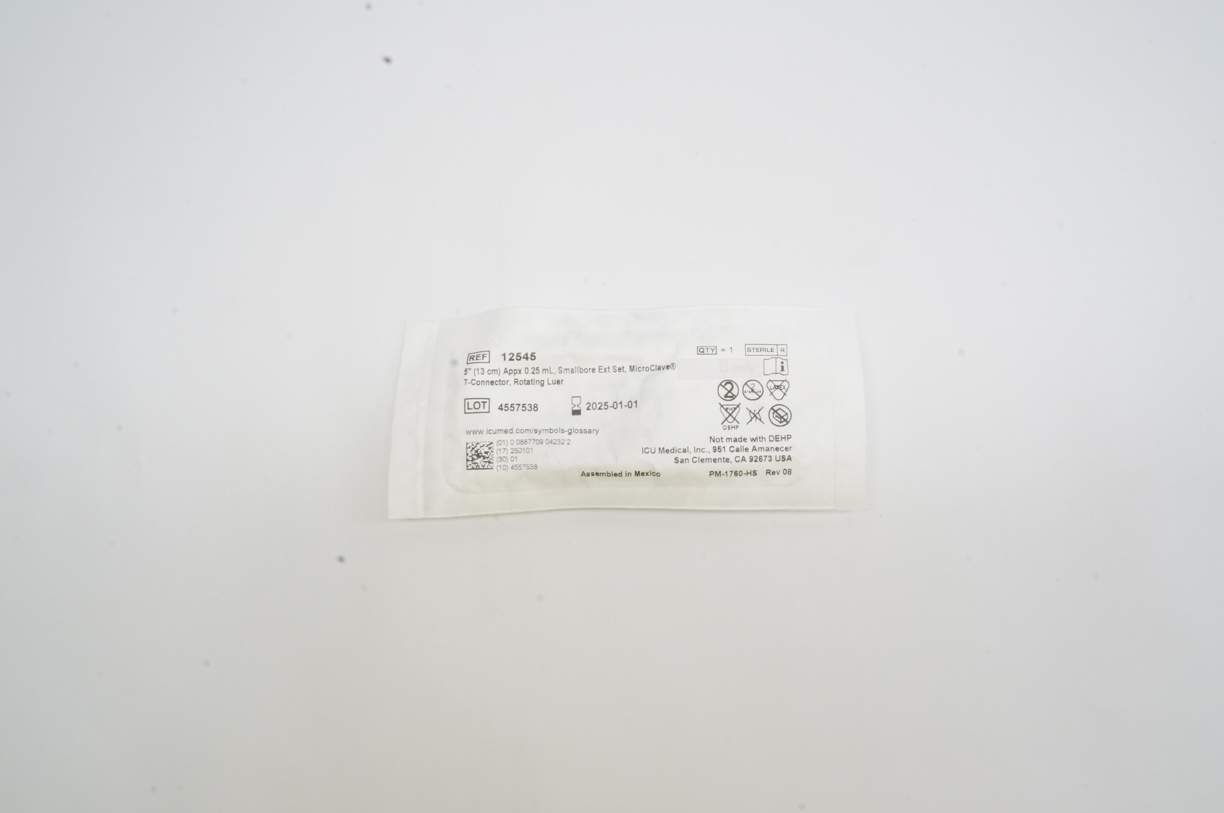 ICU Medical 12545 MicroClave Smallbore Extension Set 0,25ml x 5inch