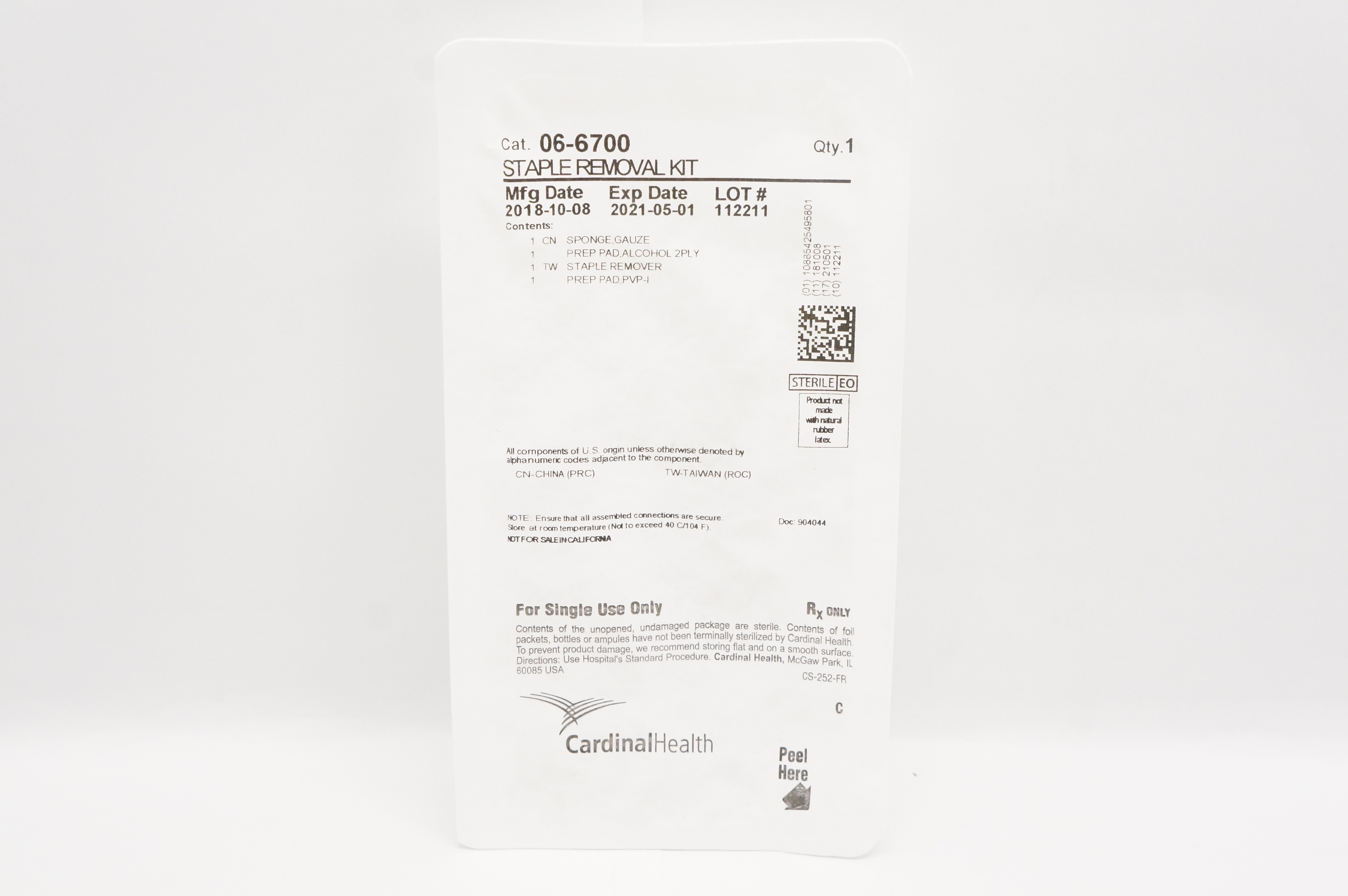 Cardinal Health 06-6700 Sterile Staple Removal Kit (x)