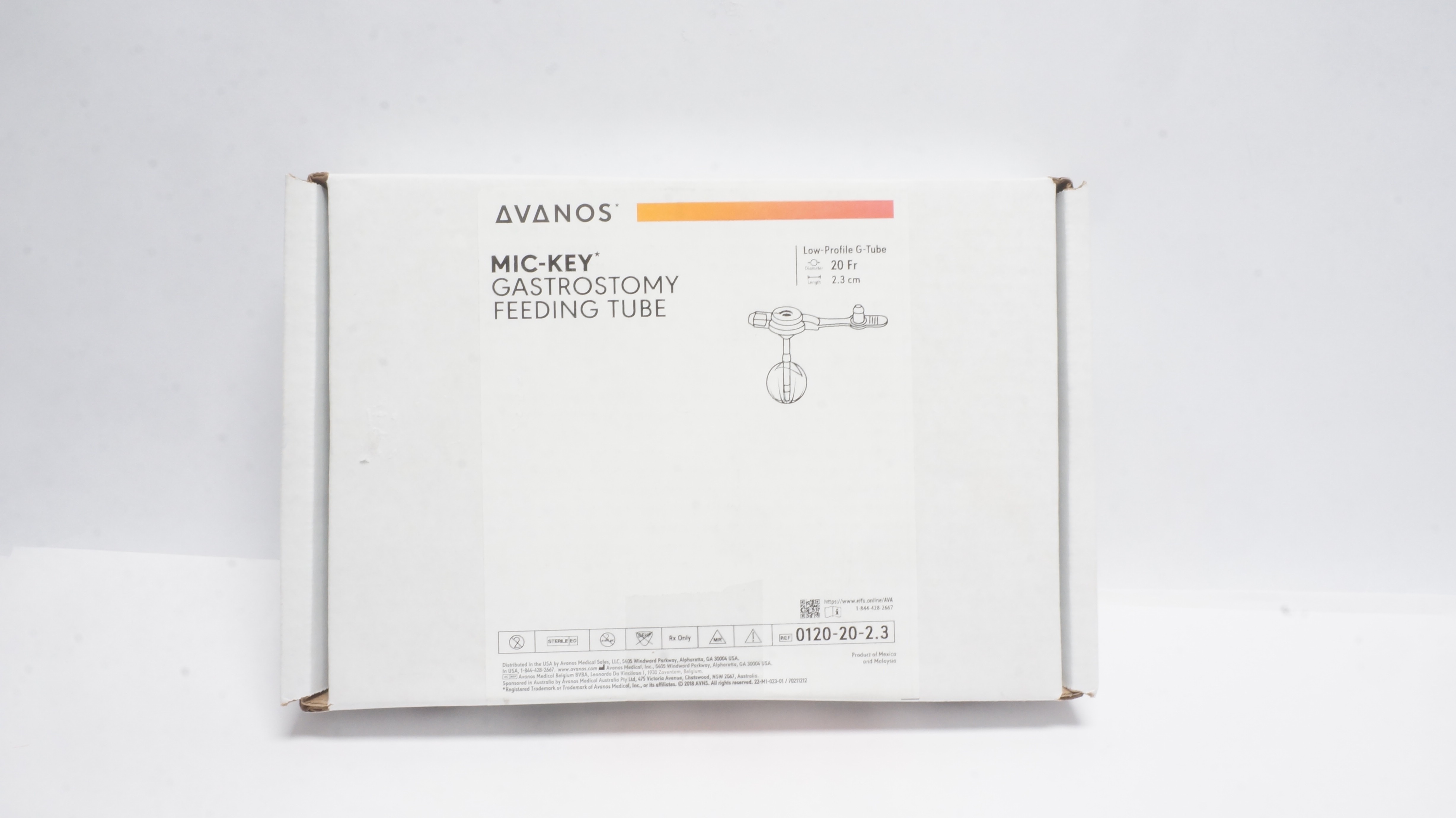 Avanos 0120-20-2.3 Mic-Key Gastrostomy Feeding Tube Low-Profile 20Fr x 2.3cm (x)
