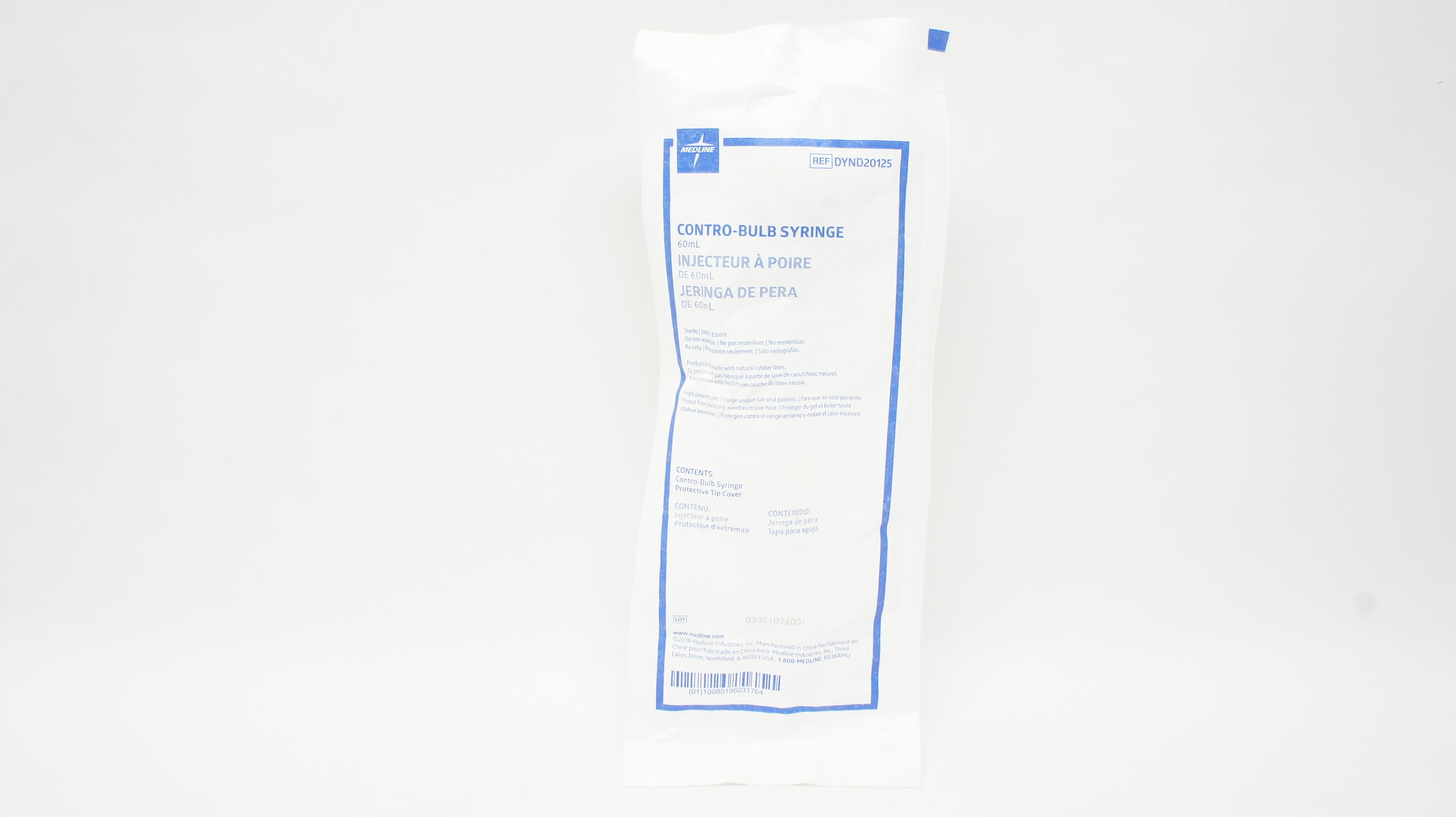 Medline DYND20125 Contro-Bulb Syringe 60mL, Protective Tip Cover