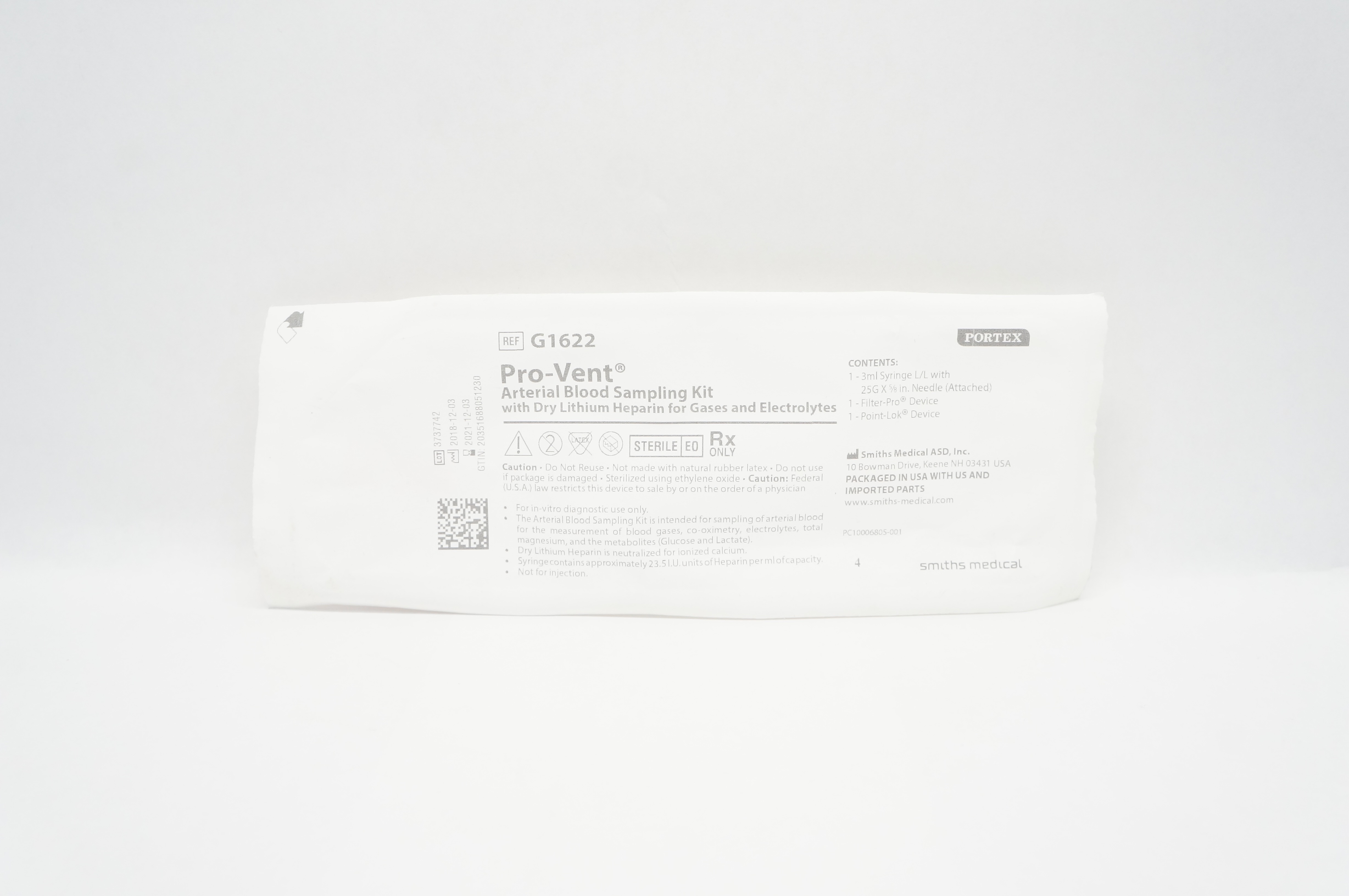 Smiths Medical G1622 Pro-Vent Arterial Blood Sampling Kit (x)