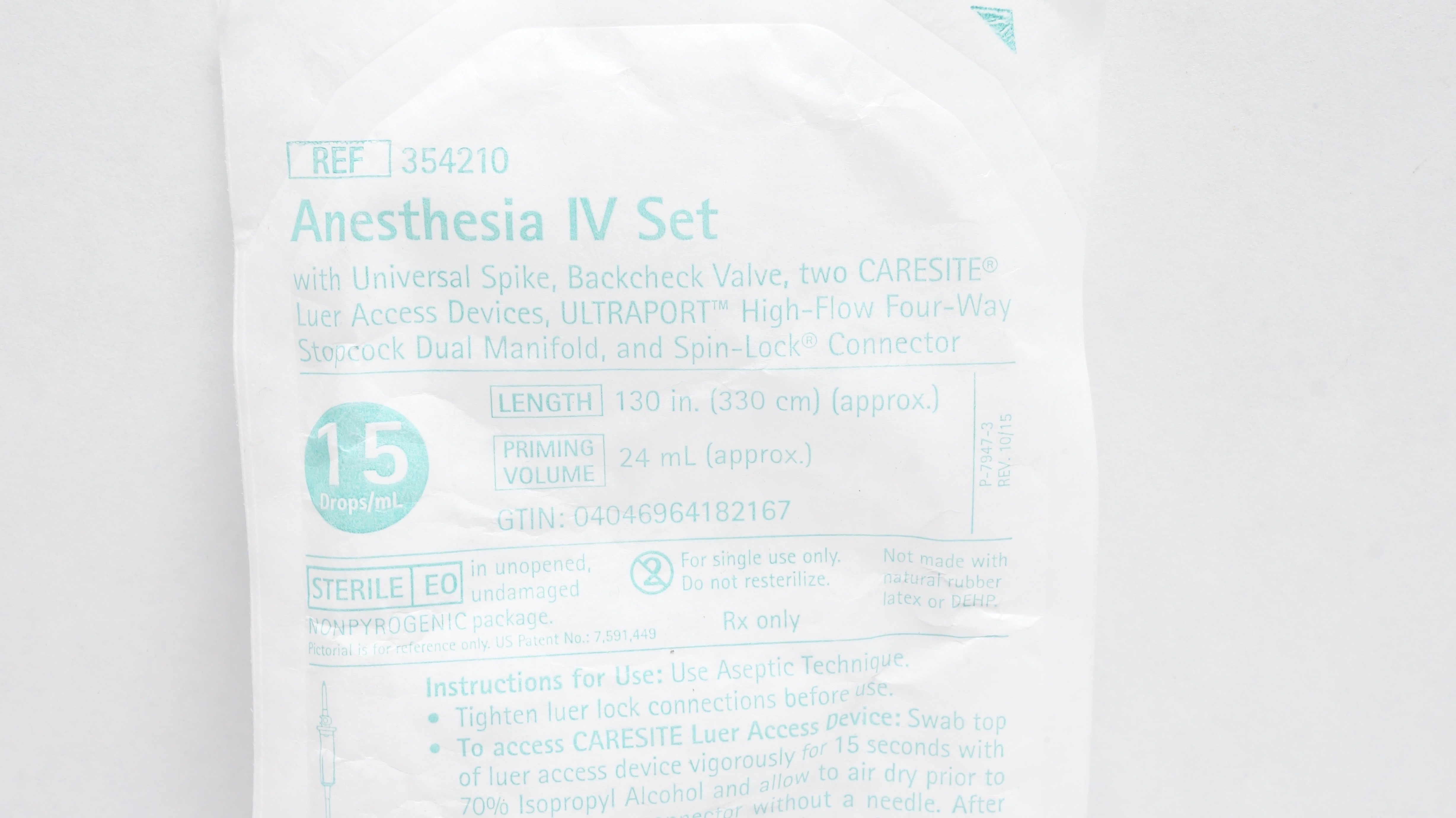 Braun 354210 Anesthesia IV Set 130inch x 24mL (Approx.) 15Drops/mL (x)