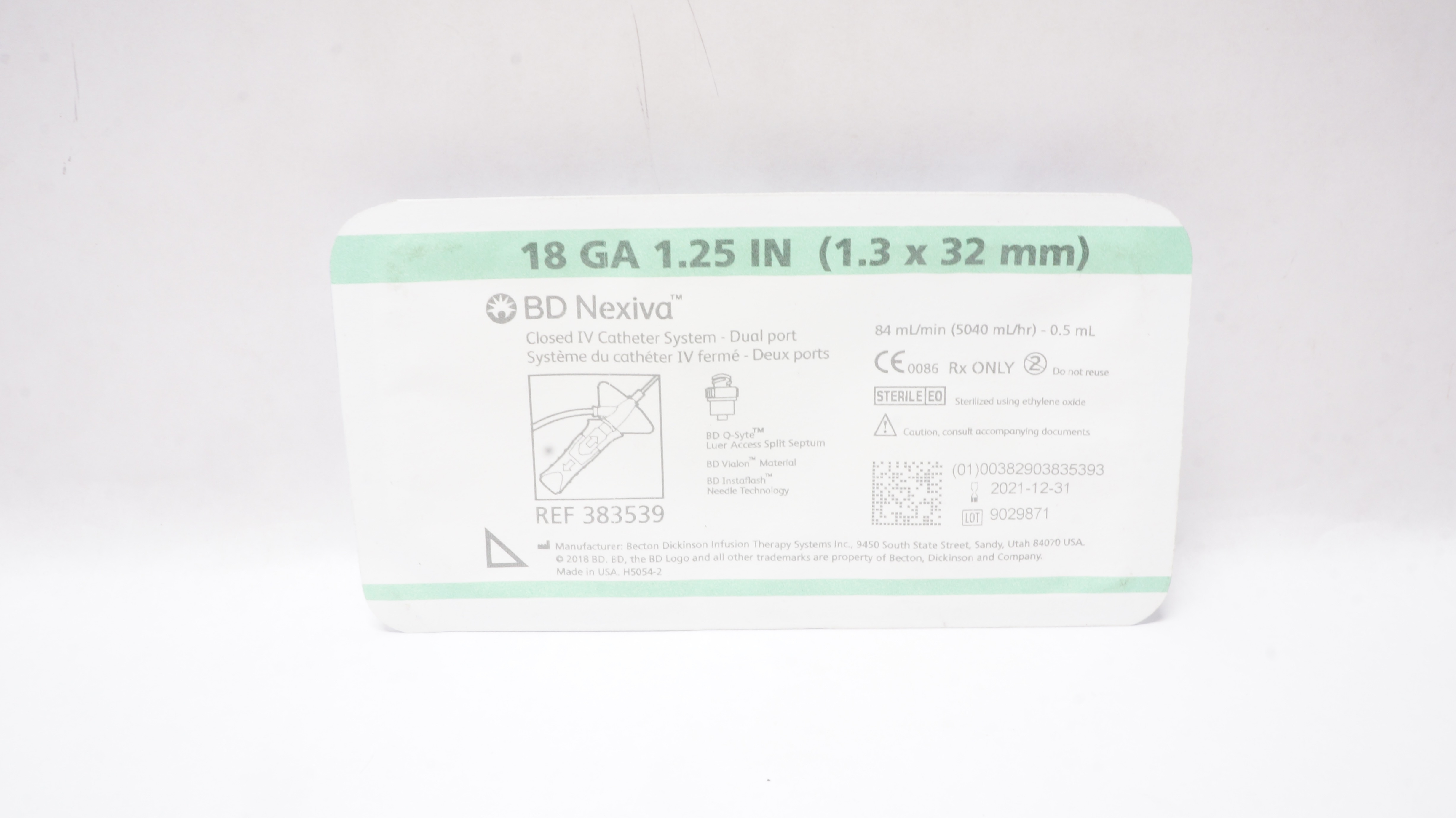 BD 383539 Nexiva Closed IV Cath. System - Dual Port 18Ga x 1.25inch (x)