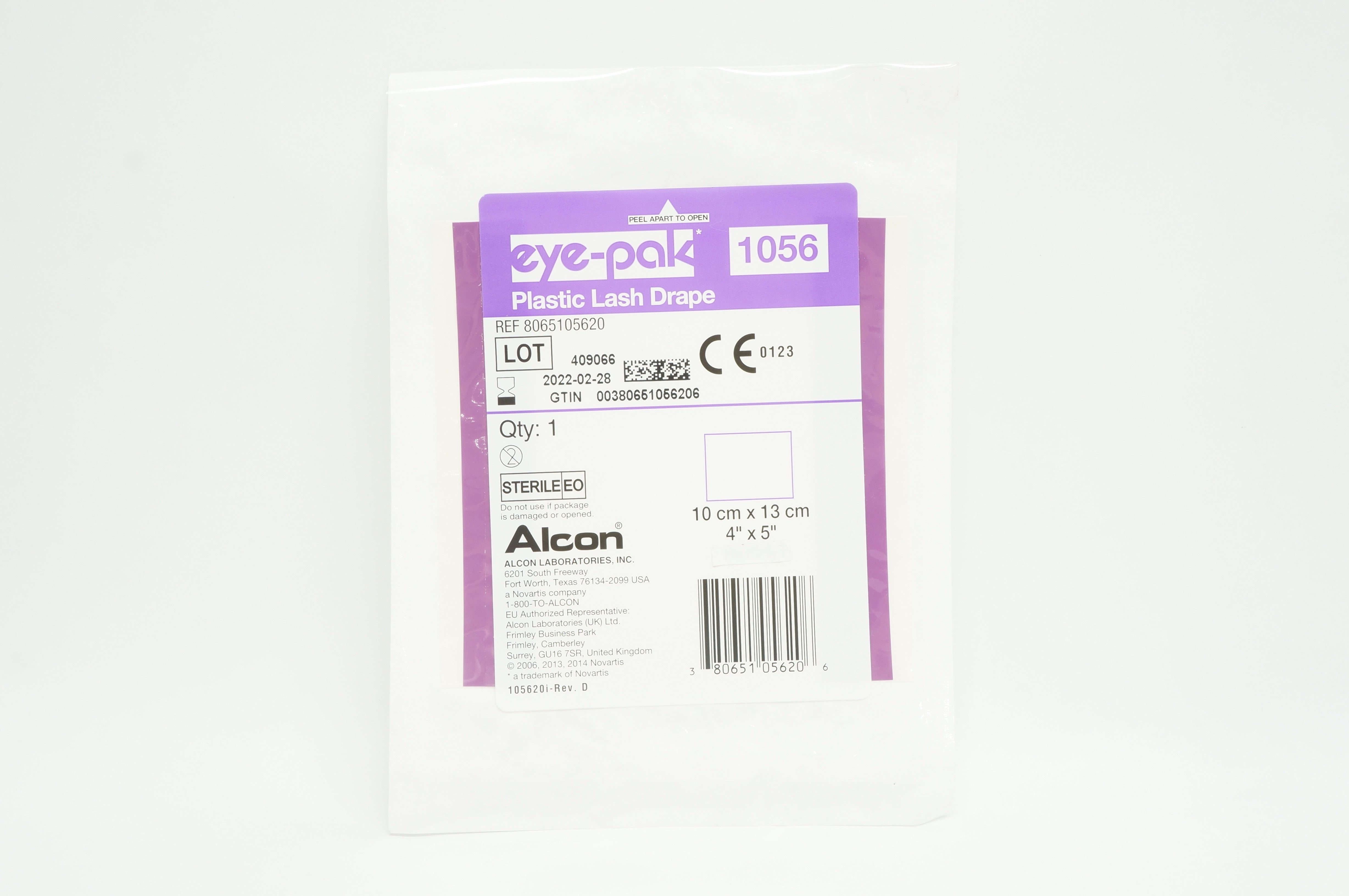 Alcon 8065105620 Eye-Pak Plastic Lash Drape 4 inch x 5 inch