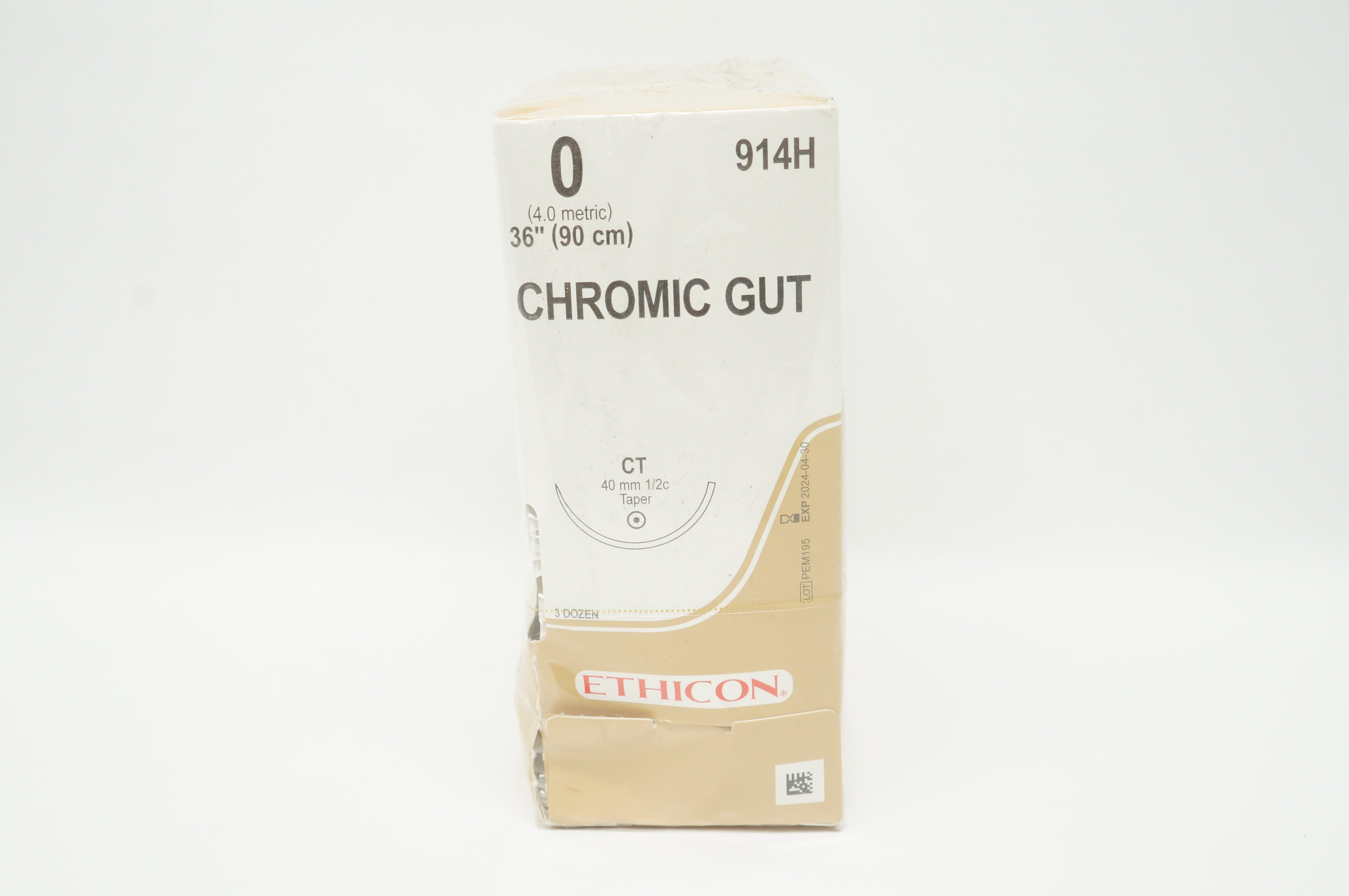 Ethicon 914H 0 Chromic Gut 36inch CT 40mm 1/2c Taper - Box of 36