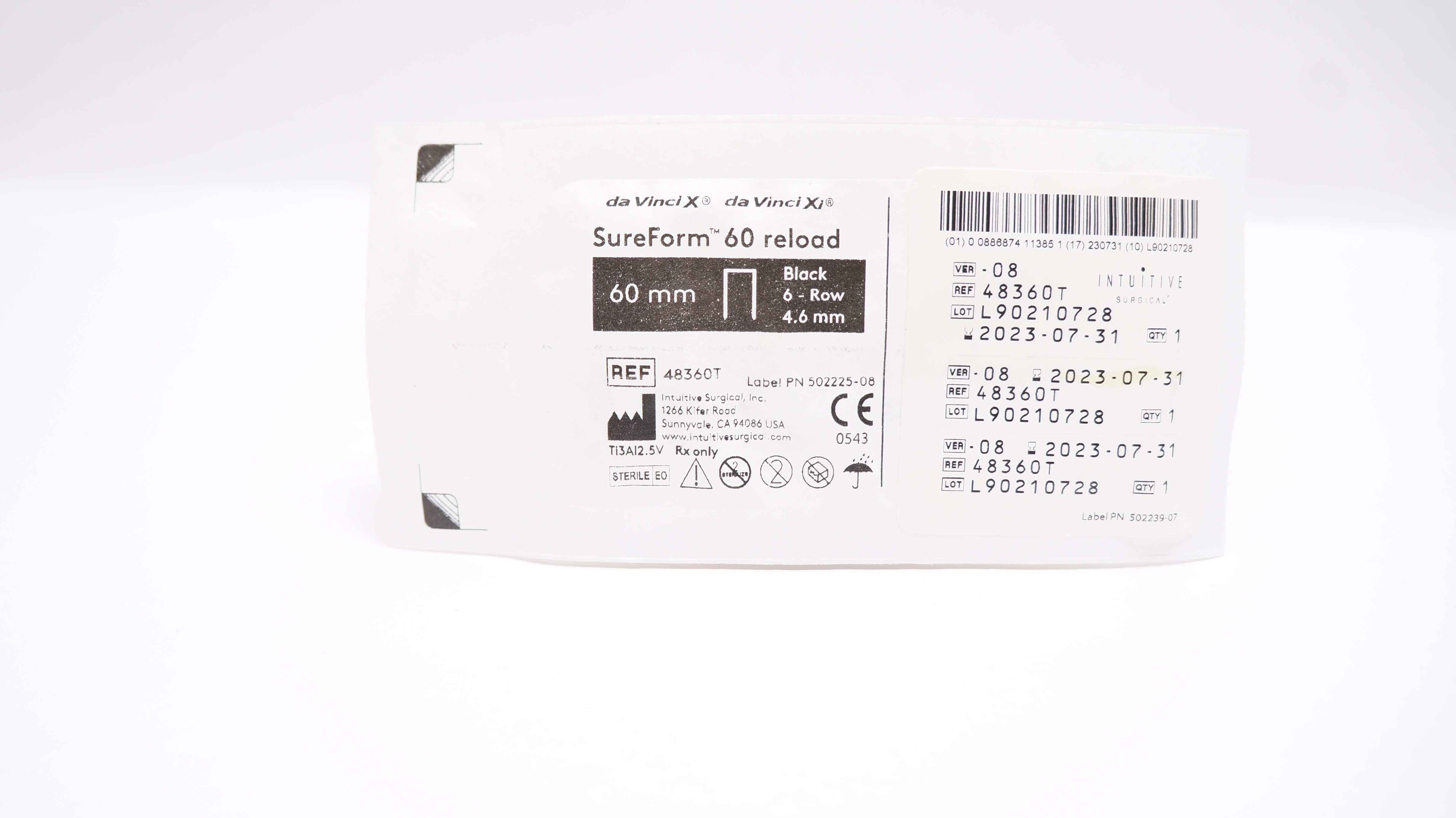 Intuitive Surgical 48360T da Vinci X, Xi SureForm 60 Reload Black 6-Row 4.6mm(x)