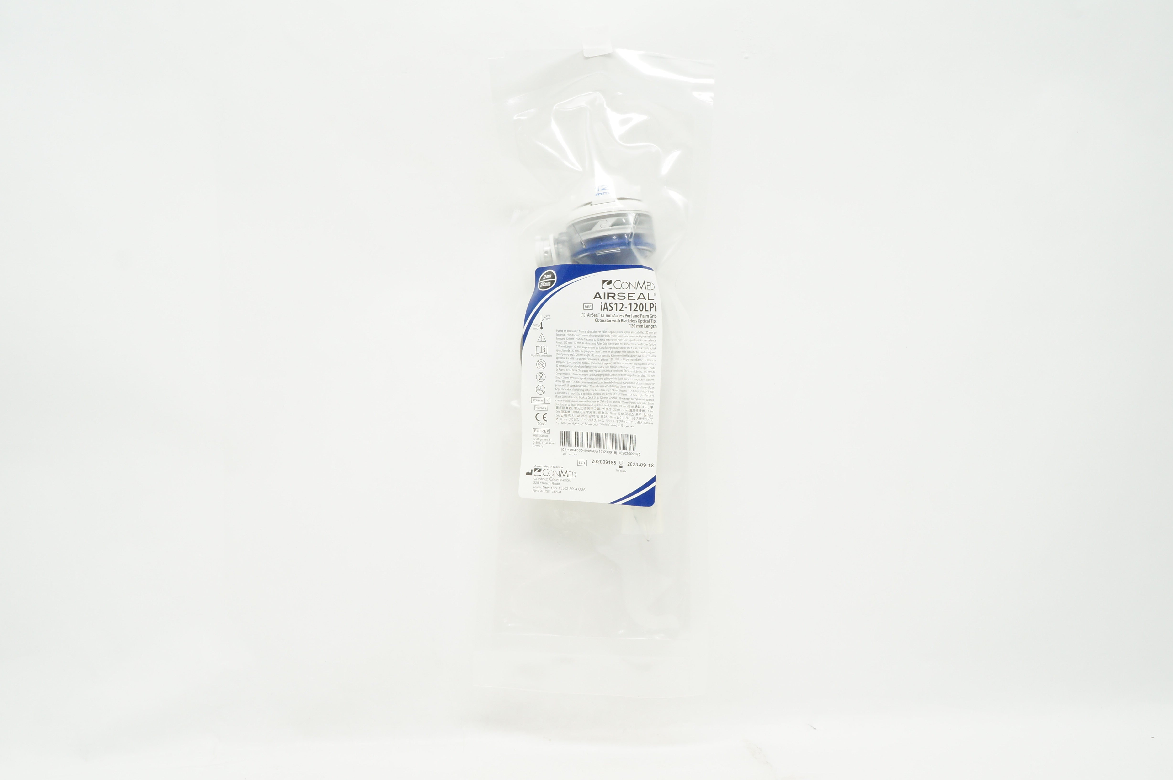ConMed iAS12-120PLi AirSeal 12mm Access Port & Palm Grip