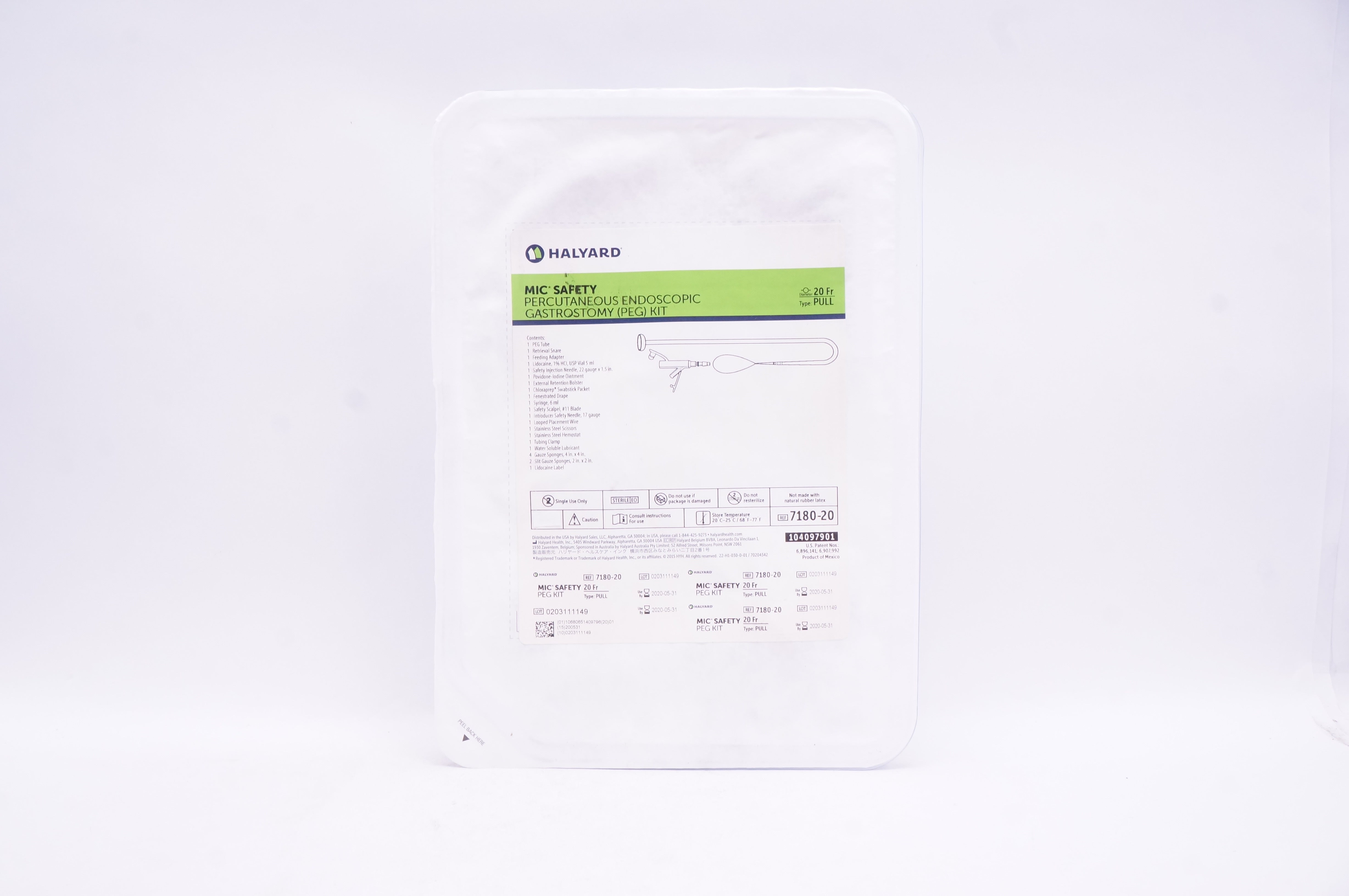 Halyard 7180-20 Percutaneous Endoscopic Gastrostomy (PEG) Kit 20Fr (x)