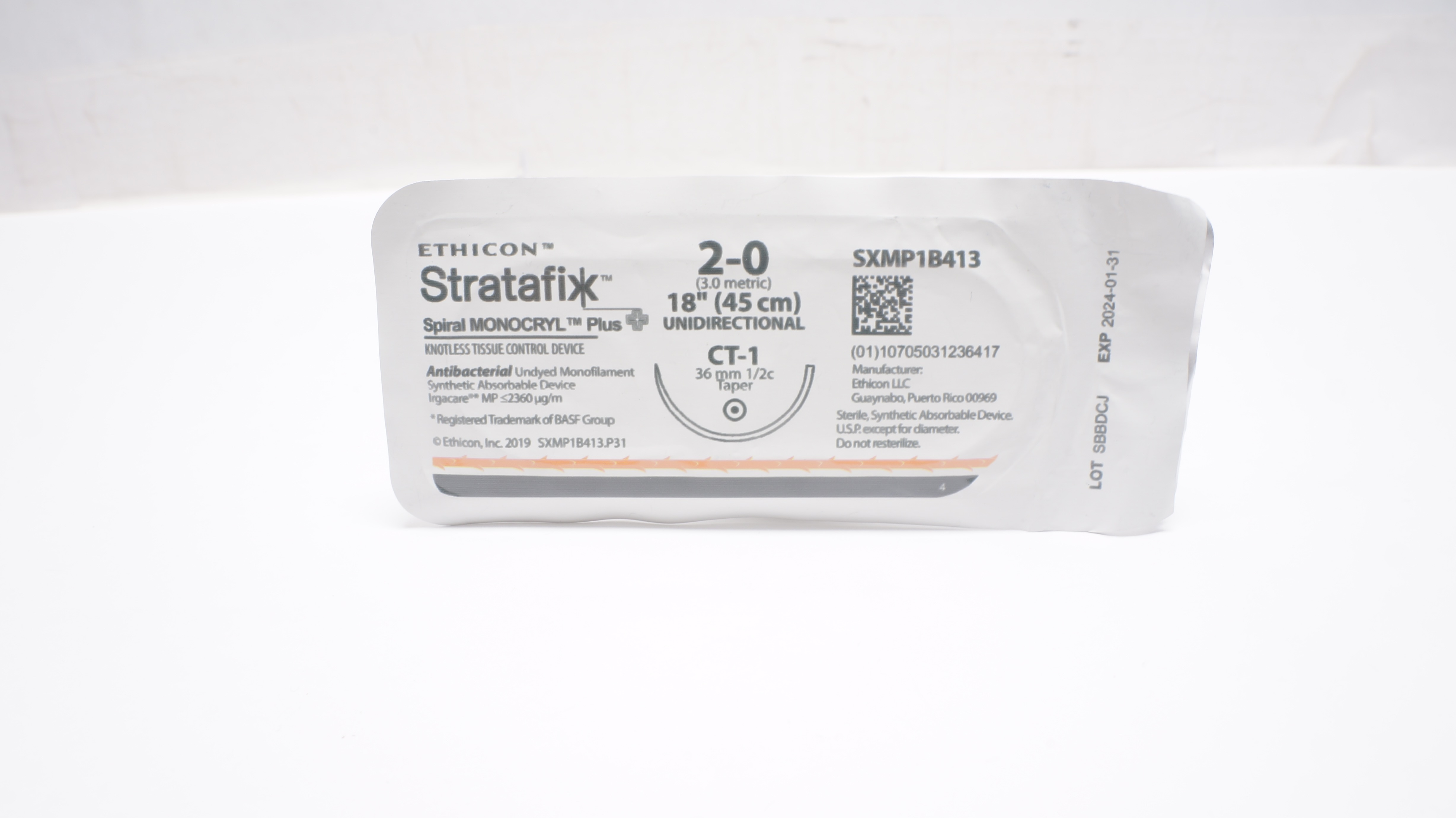 Ethicon SXMP1B413 2-0 Stratafix Monofilament CT-1 36mm 1/2c Taper 18inch (x)