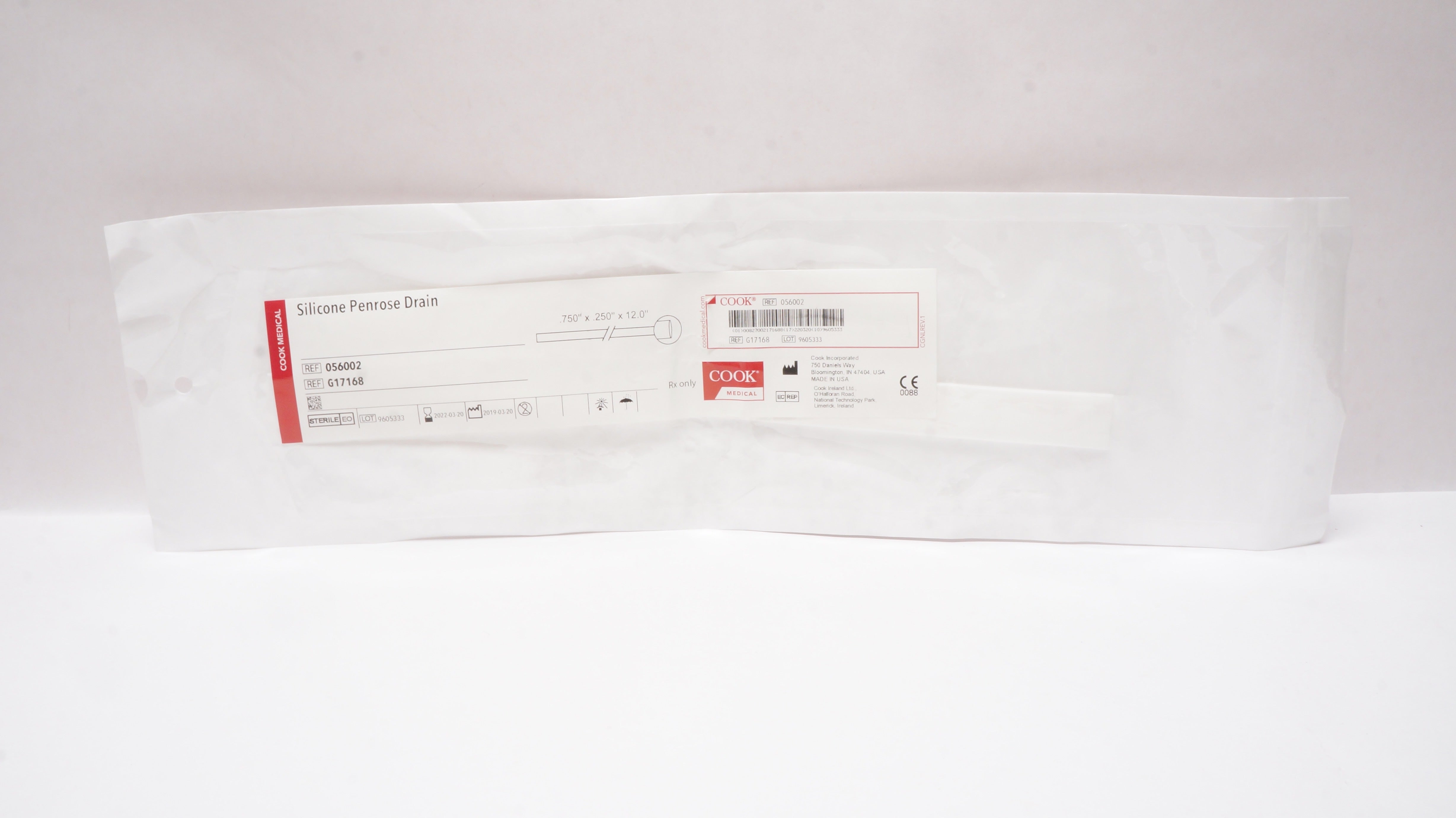 Cook Medical G17168 Silicone Penrose Drain .750 x.250 x 12.0inch (x)