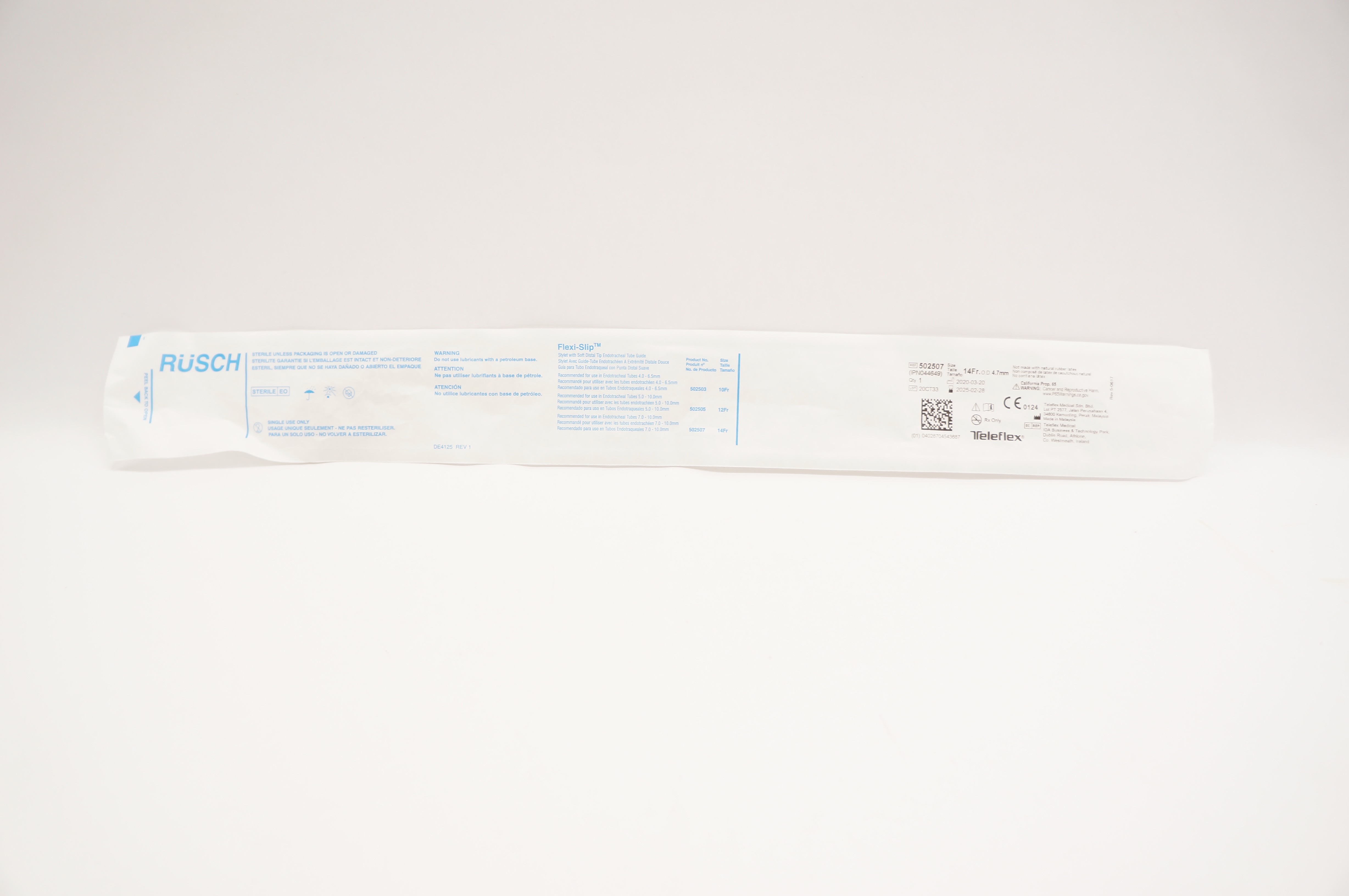 Teleflex 502507 Rusch Flexi-Slip Stylet With Soft Distal Tip 14Fr x 4.7mm OD
