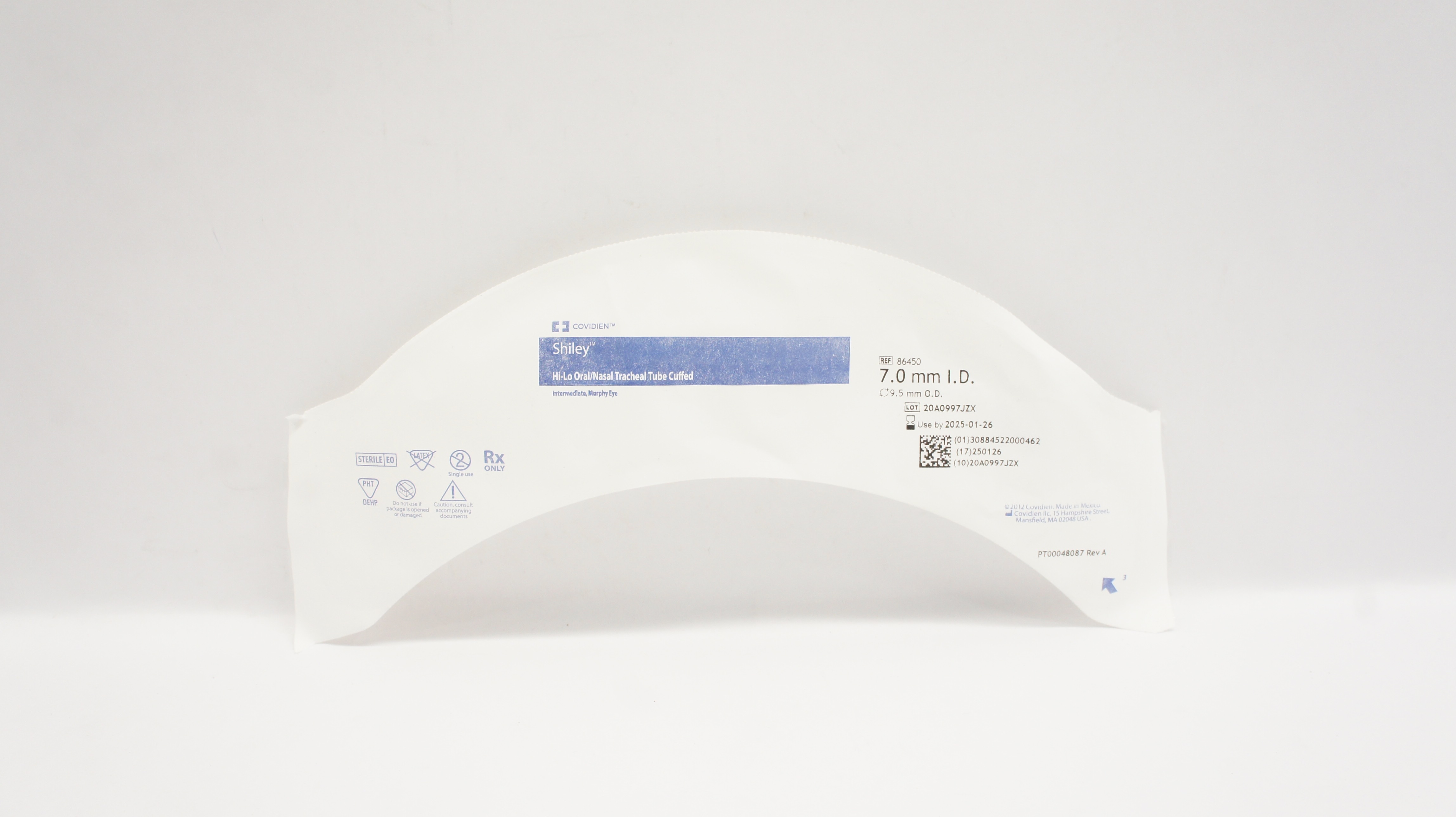 Covidien 86450 Shiley Hi-Lo Oral/Nasal Tracheal Tube 7mm x 9.5mm