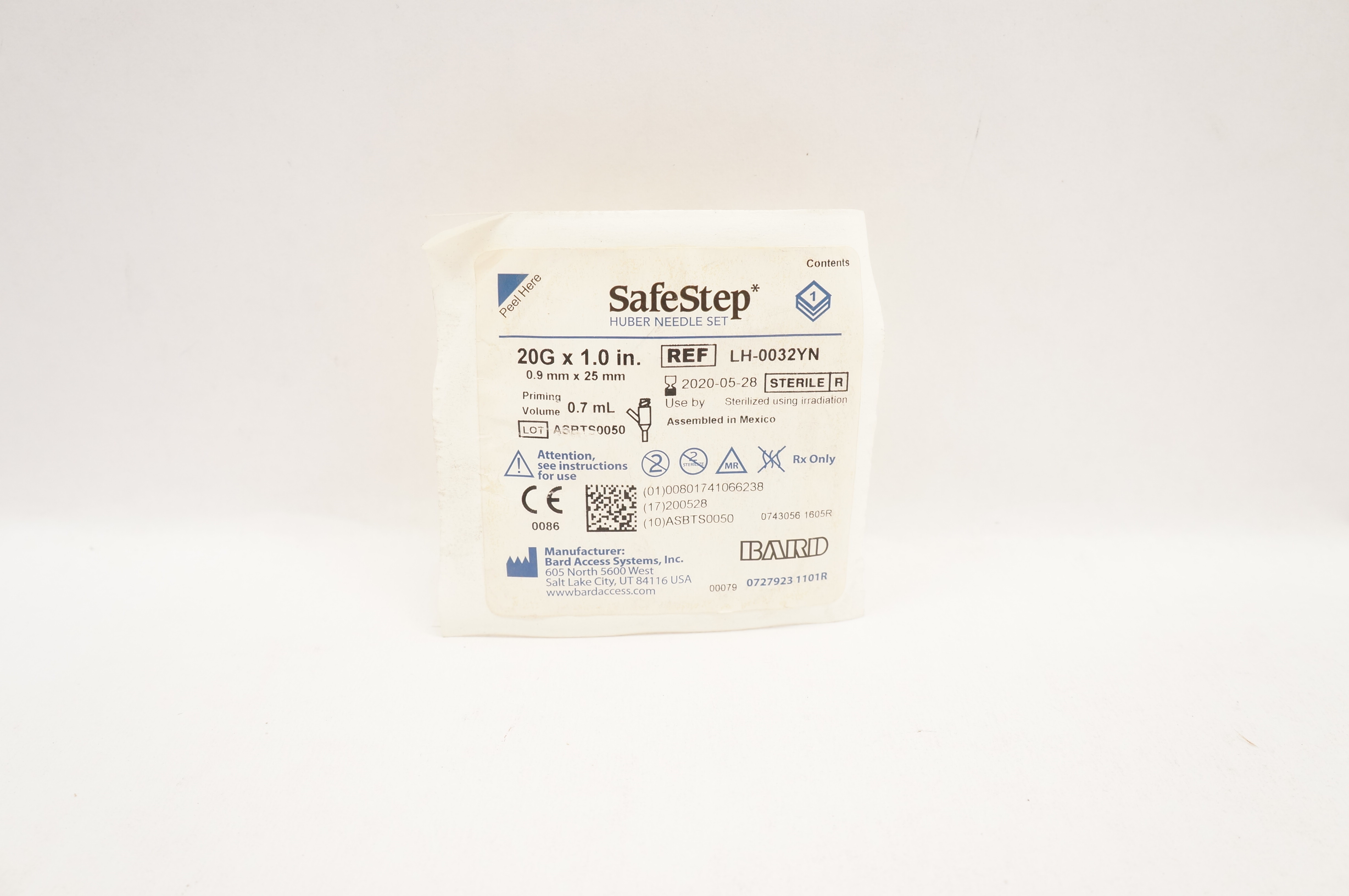 Bard LH-0032YN SafeStep Huber Ndle Set 20G x 1.0 inch, 0.7 mL (x)