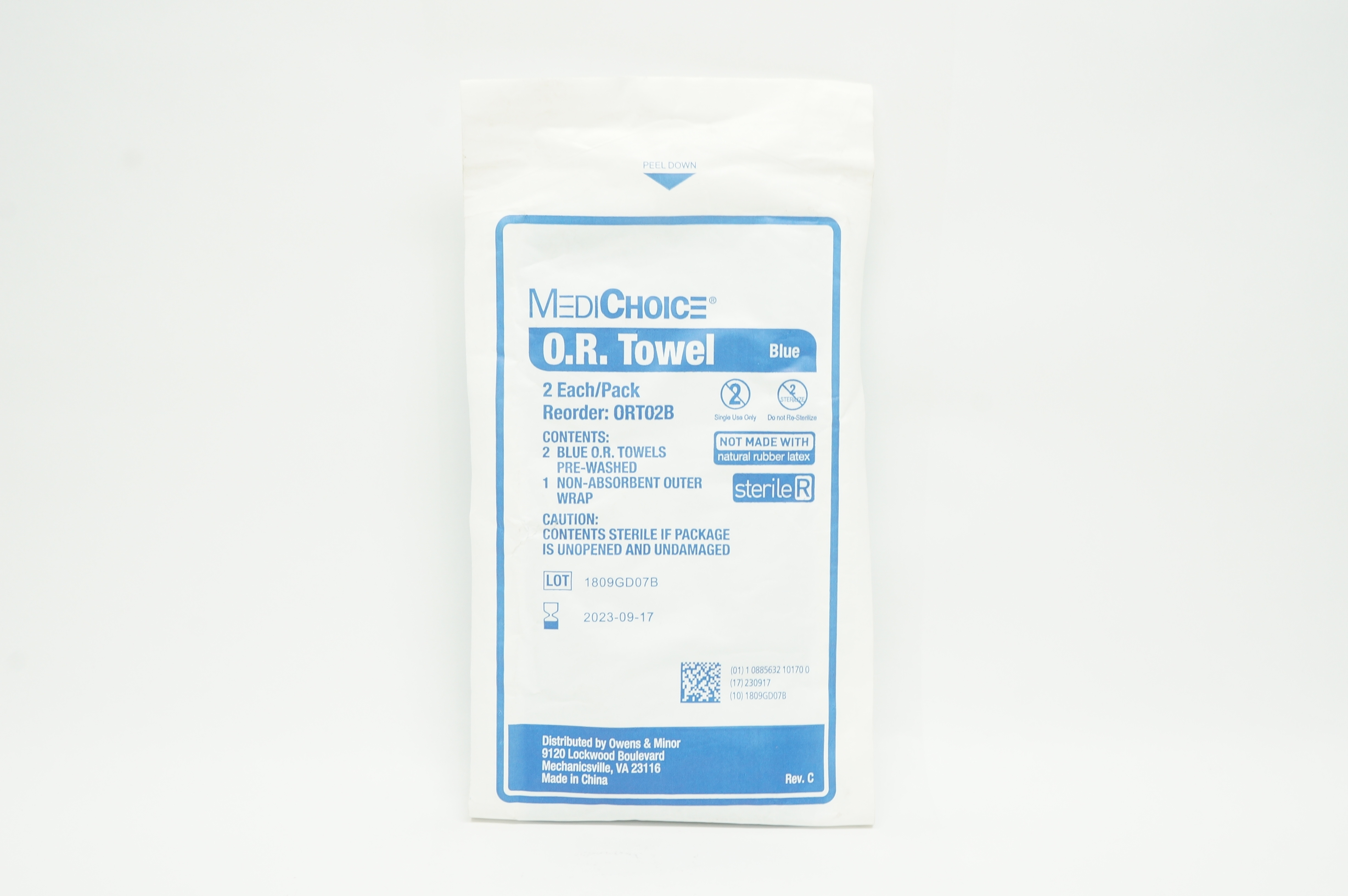 Owens&Minor ORT02B MediChoice O.R.Towel Blue Pre-Washed - Pack of 2