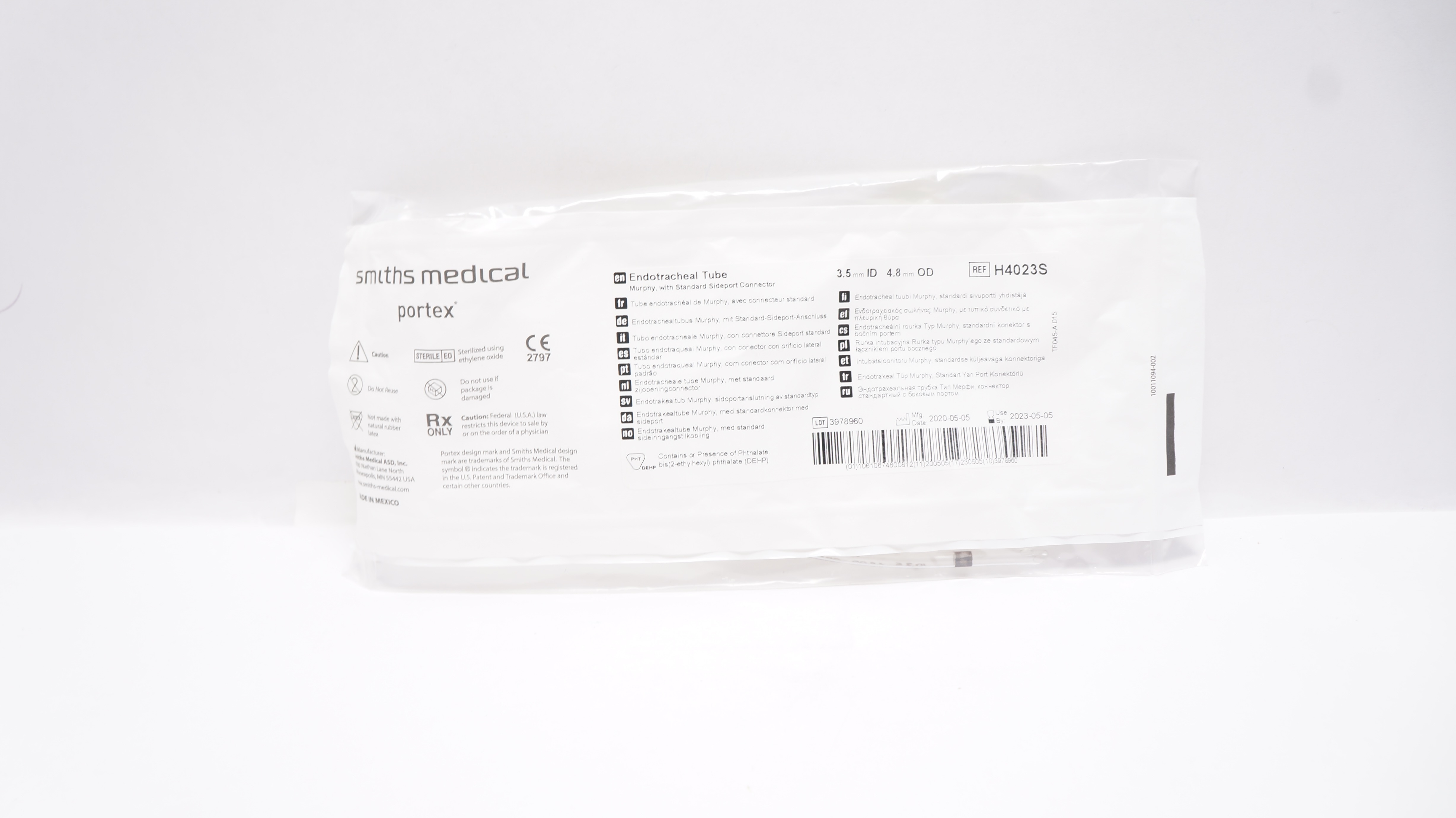 Smiths Medical H4023S Portex Endotracheal Tube 3.5mm ID x 4.8mm OD (x)