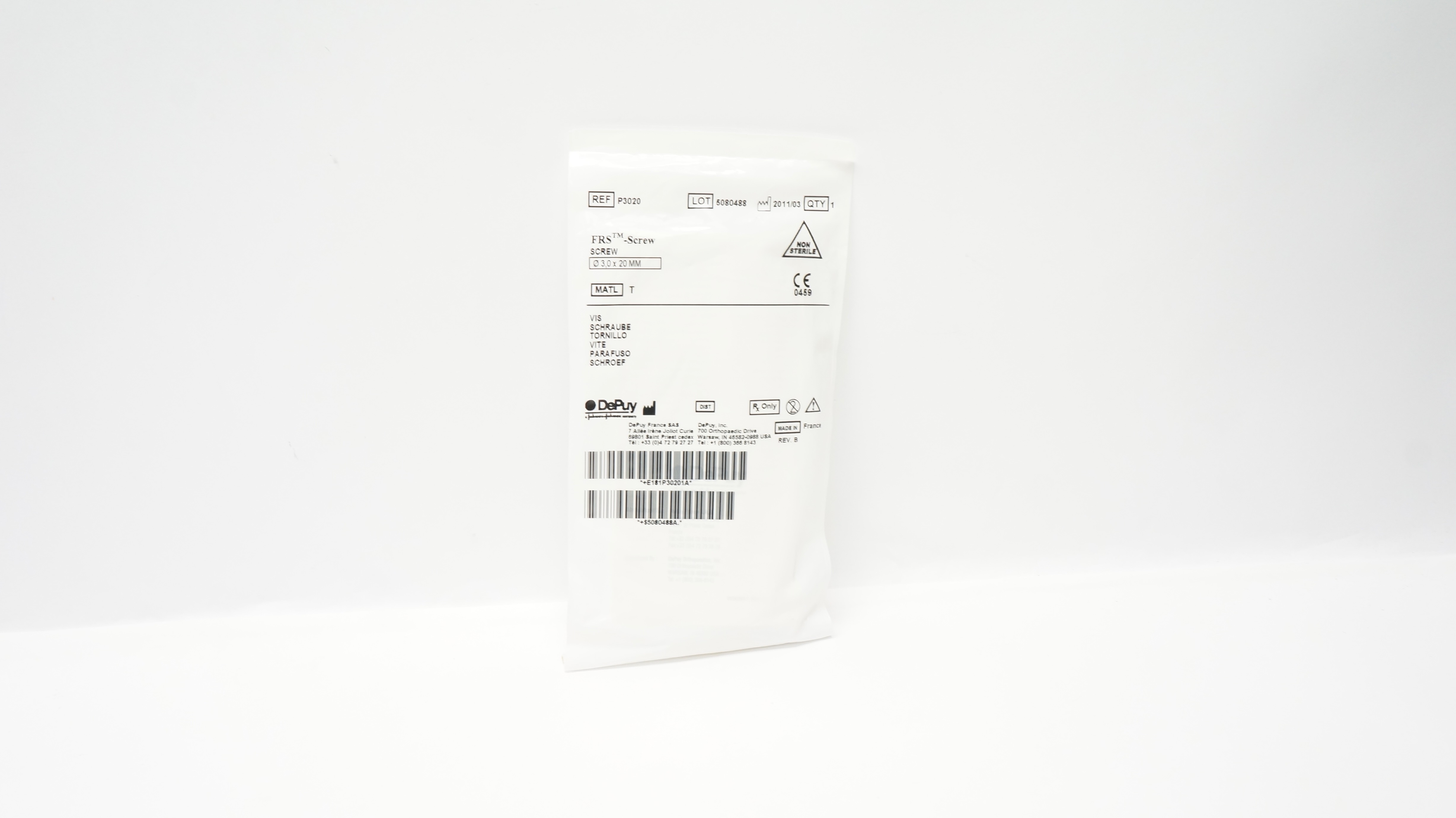 DePuy P3020 FRS Screw 3.0mm x 20mm