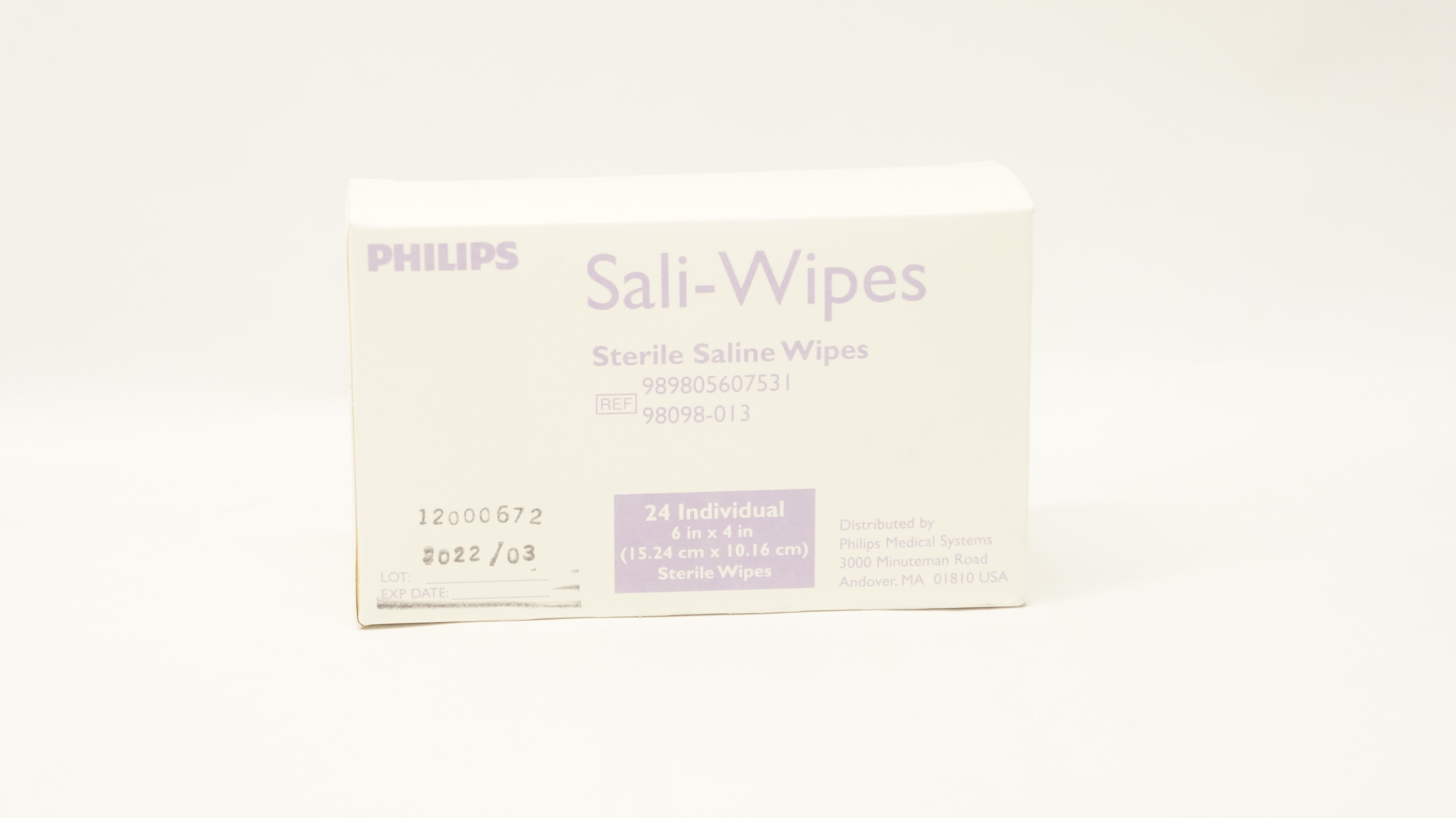 Philips 989805607531 Sali-Wipes Sterile Saline Wipes 6inch x 4inch - Box of 24