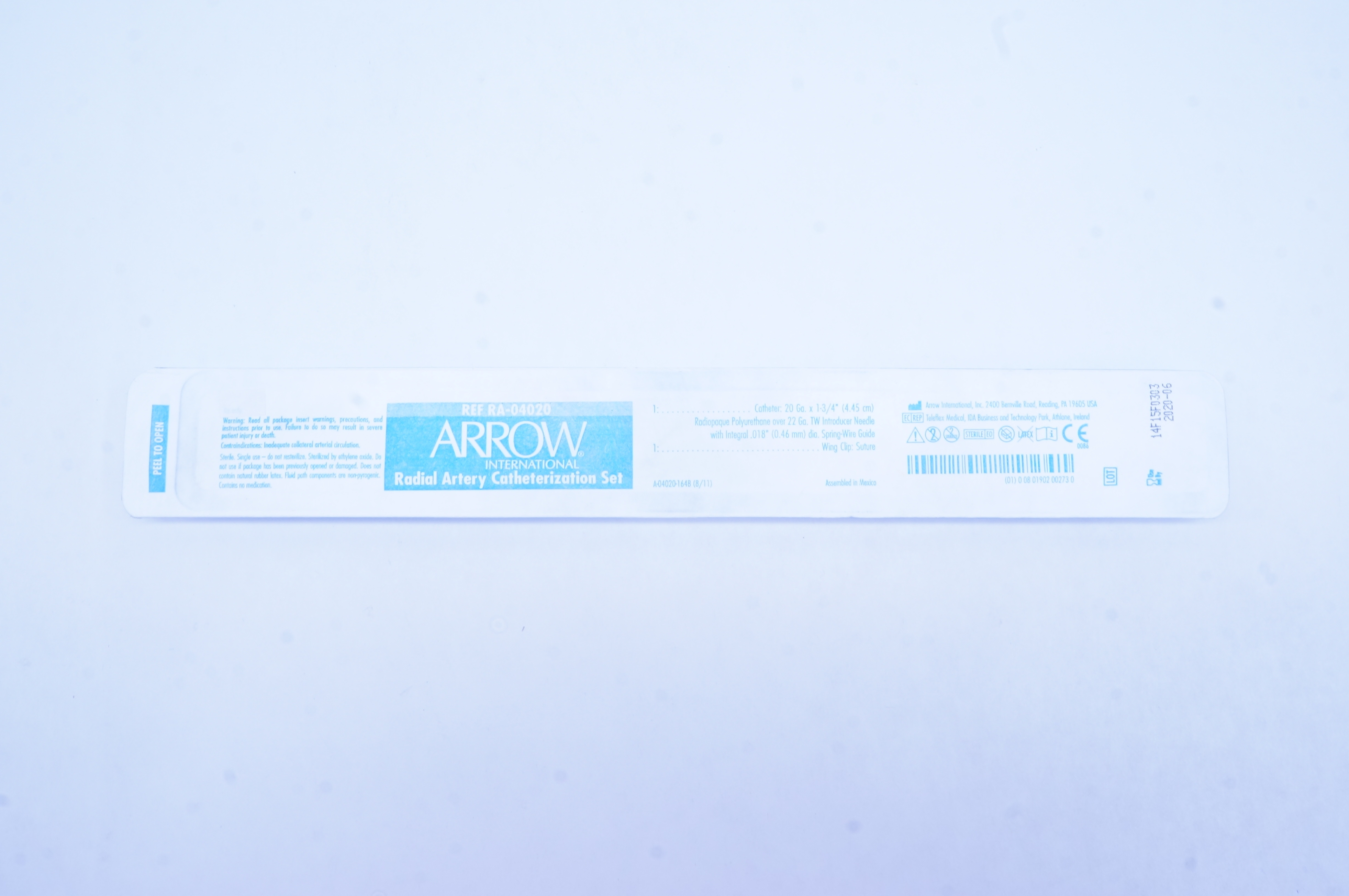 Arrow RA-04020 International Radial Artery Cath. Set 20Ga x 1-3/4 inch