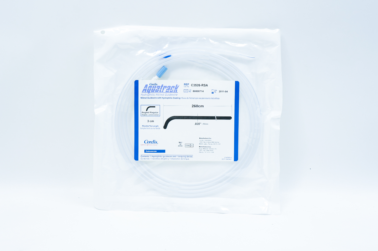 Cordis C3526-RSA Aquatrack Hydrophilic Nitinol Guidewire 0.035inch x 260cm (x)
