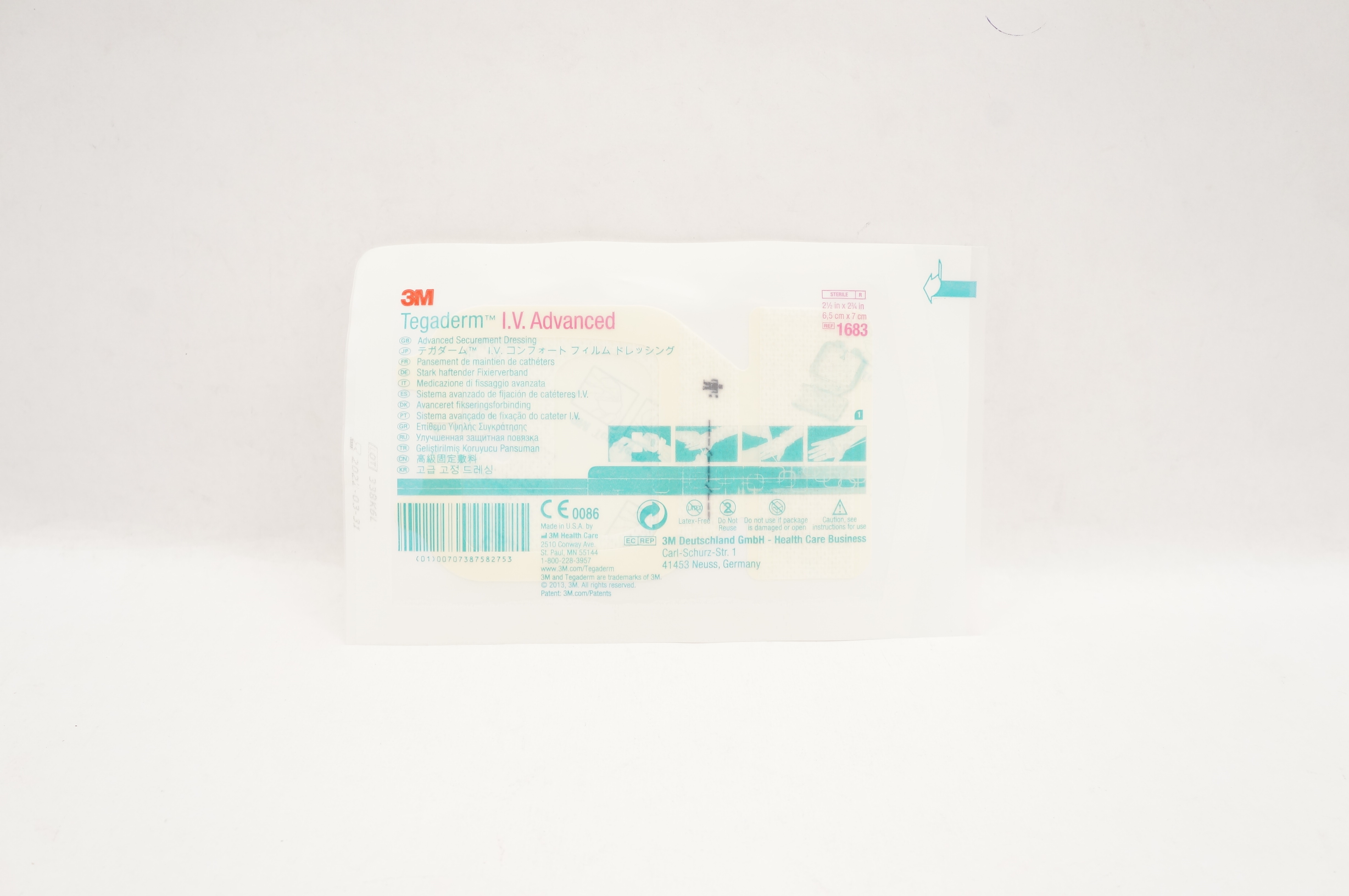 3M 1683 Tegaderm I.V. Advanced Securement Dressing 2 1/2 x 2 3/4 inch (x)