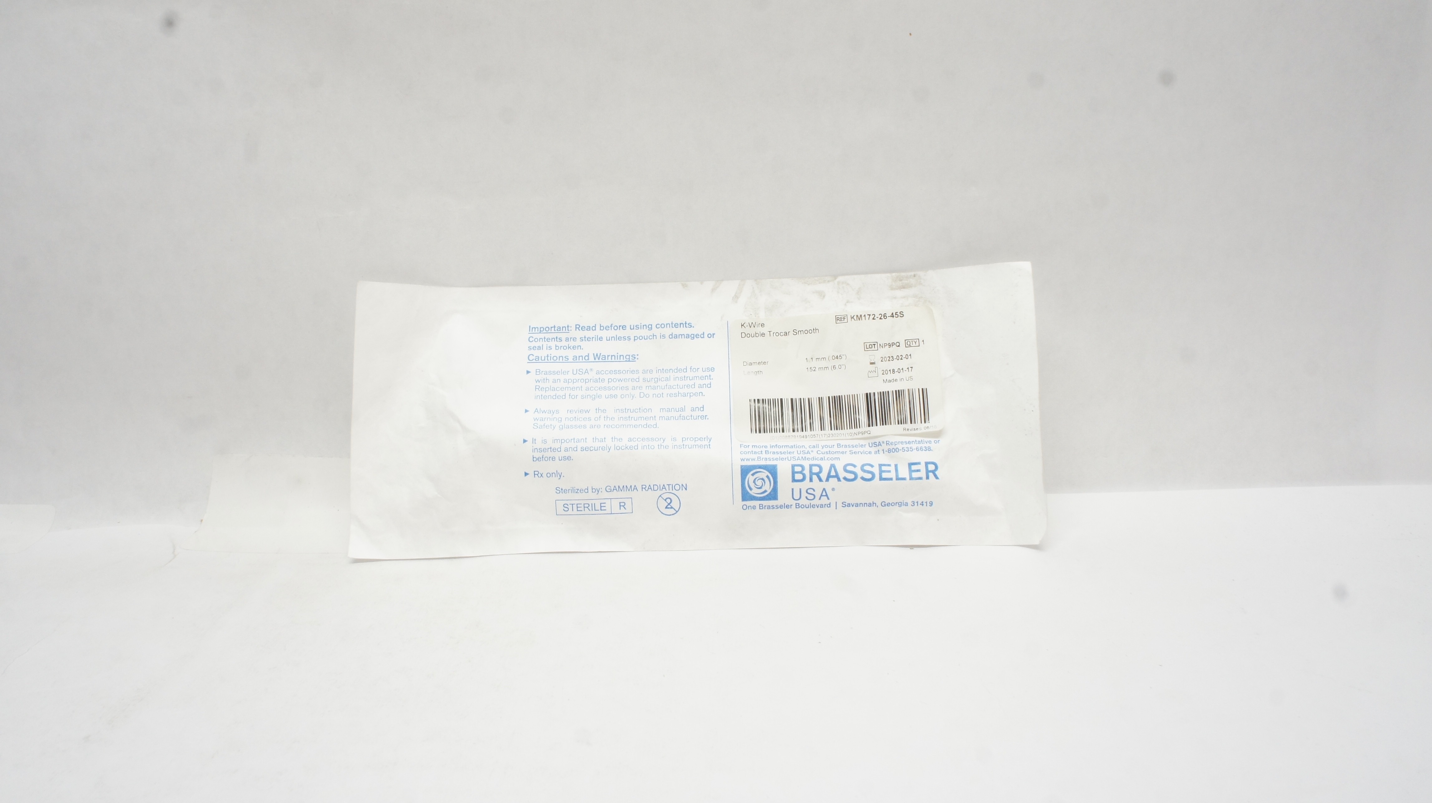 Brasseler KM172-26-45S K-Wire Double Trocar Smooth  1.1mm x 152mm (x)