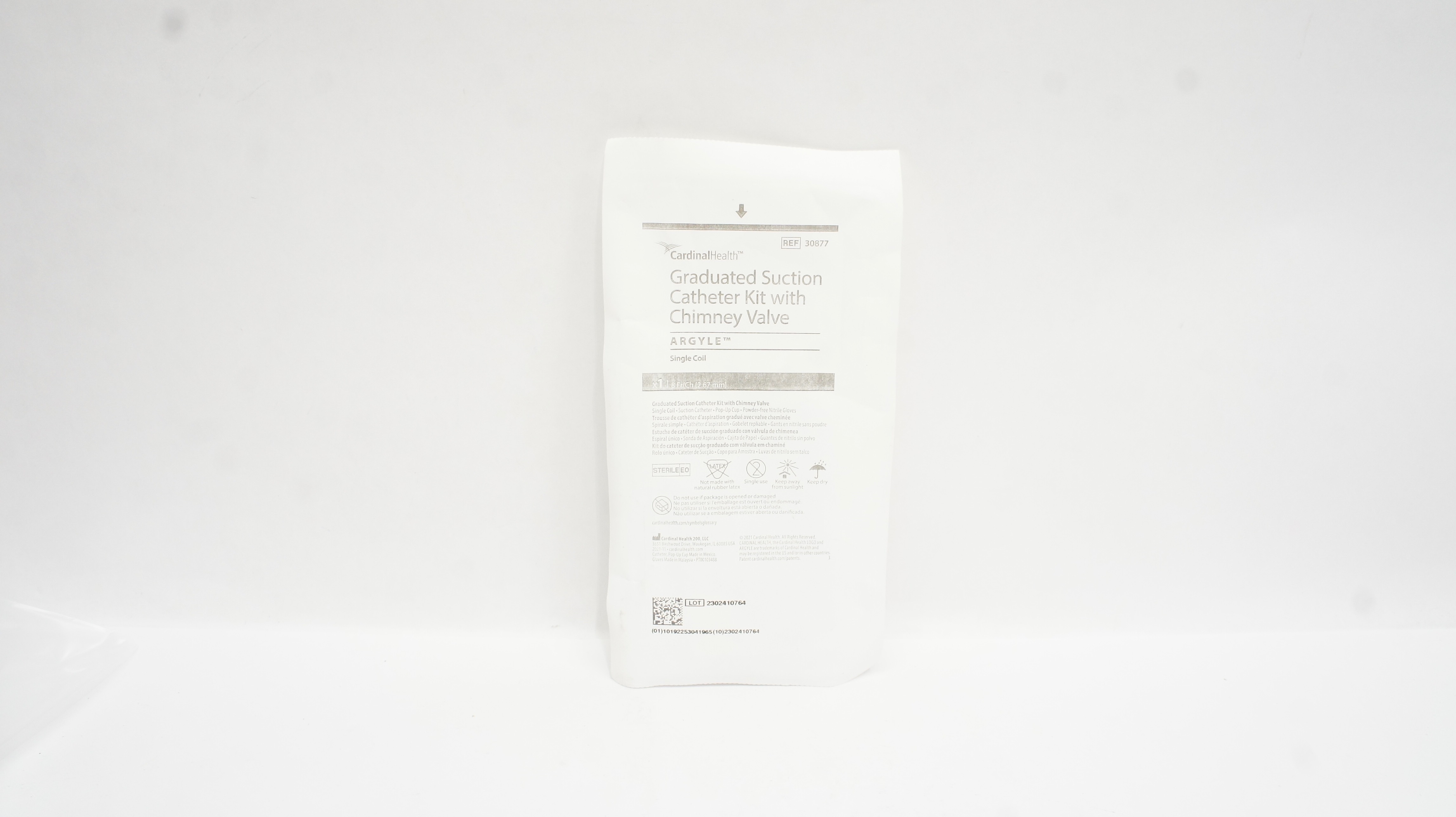 Cardinal Health 30877 Argyle Graduated Suction Cath. Kit w/Chimney Valve 8Fr/Ch