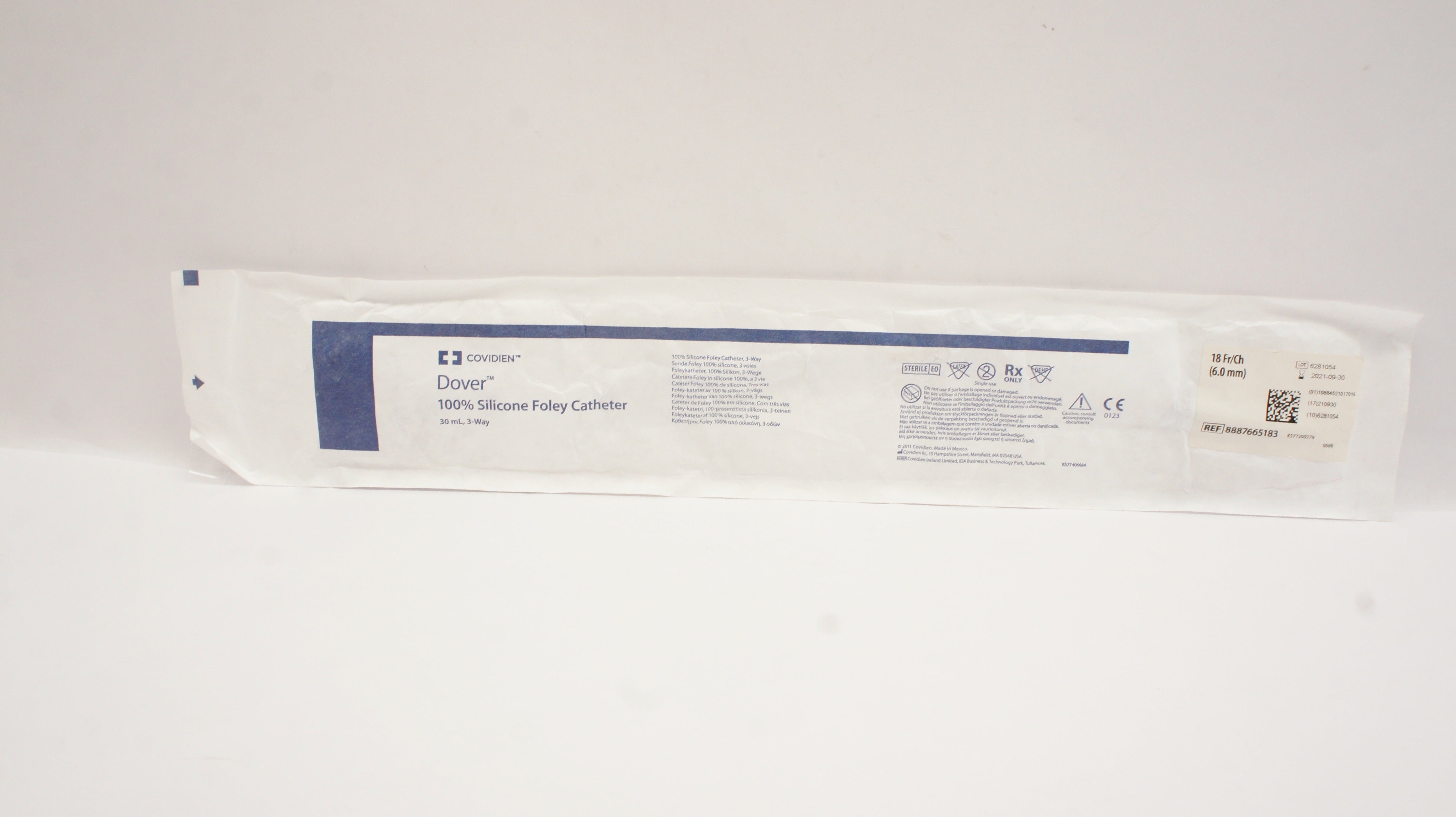 Covidien 8887665183 Dover 100% Silicone Foley Cath. 30mL, 3-Way 18Fr/Ch (x)