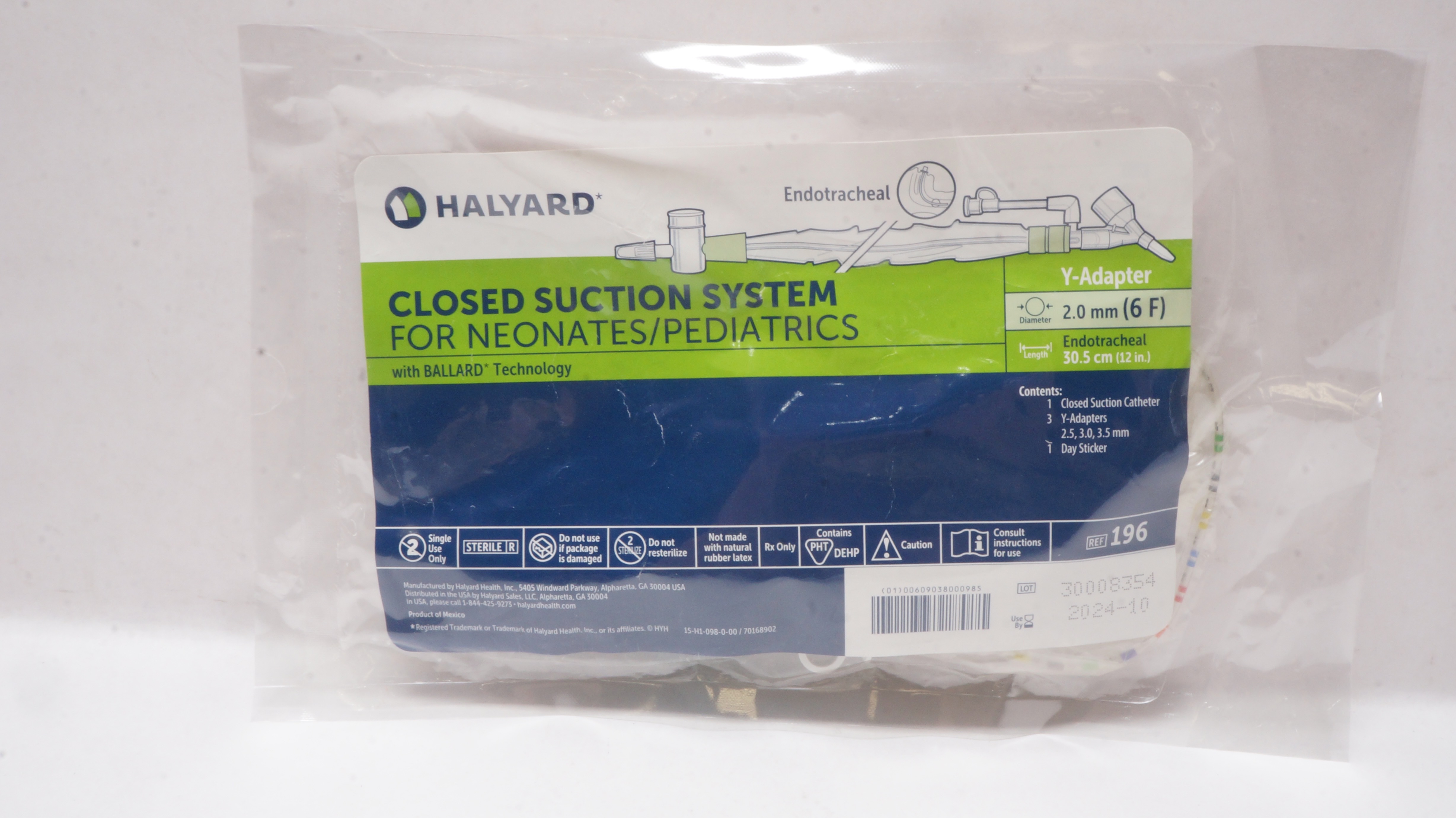 Halyard 196 Closed Suction System For Neonates/Pediatrics 6F