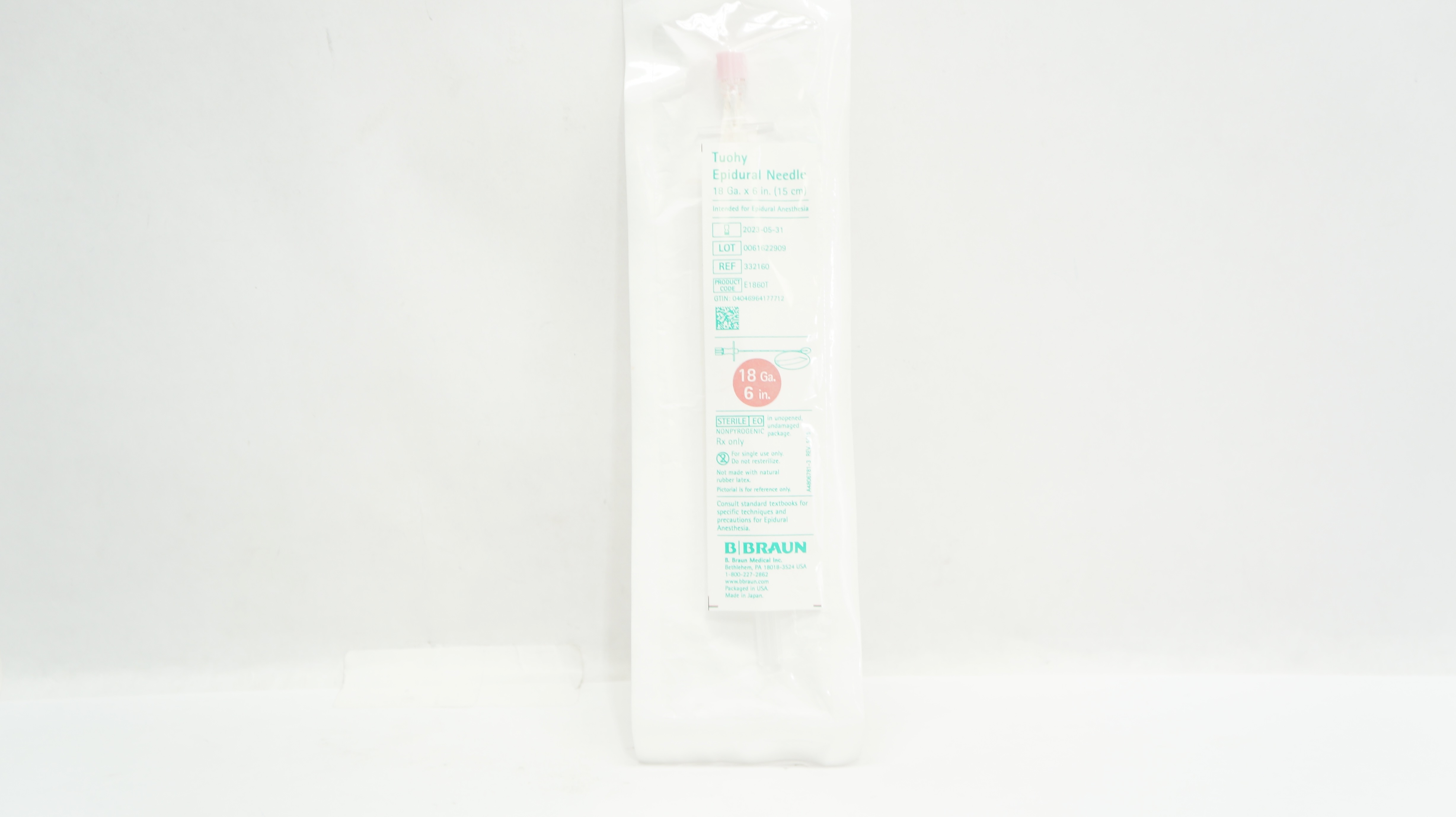 Braun 332160 Epidural Ndle Tuohy-Schliff 18Ga x 6inch (x)
