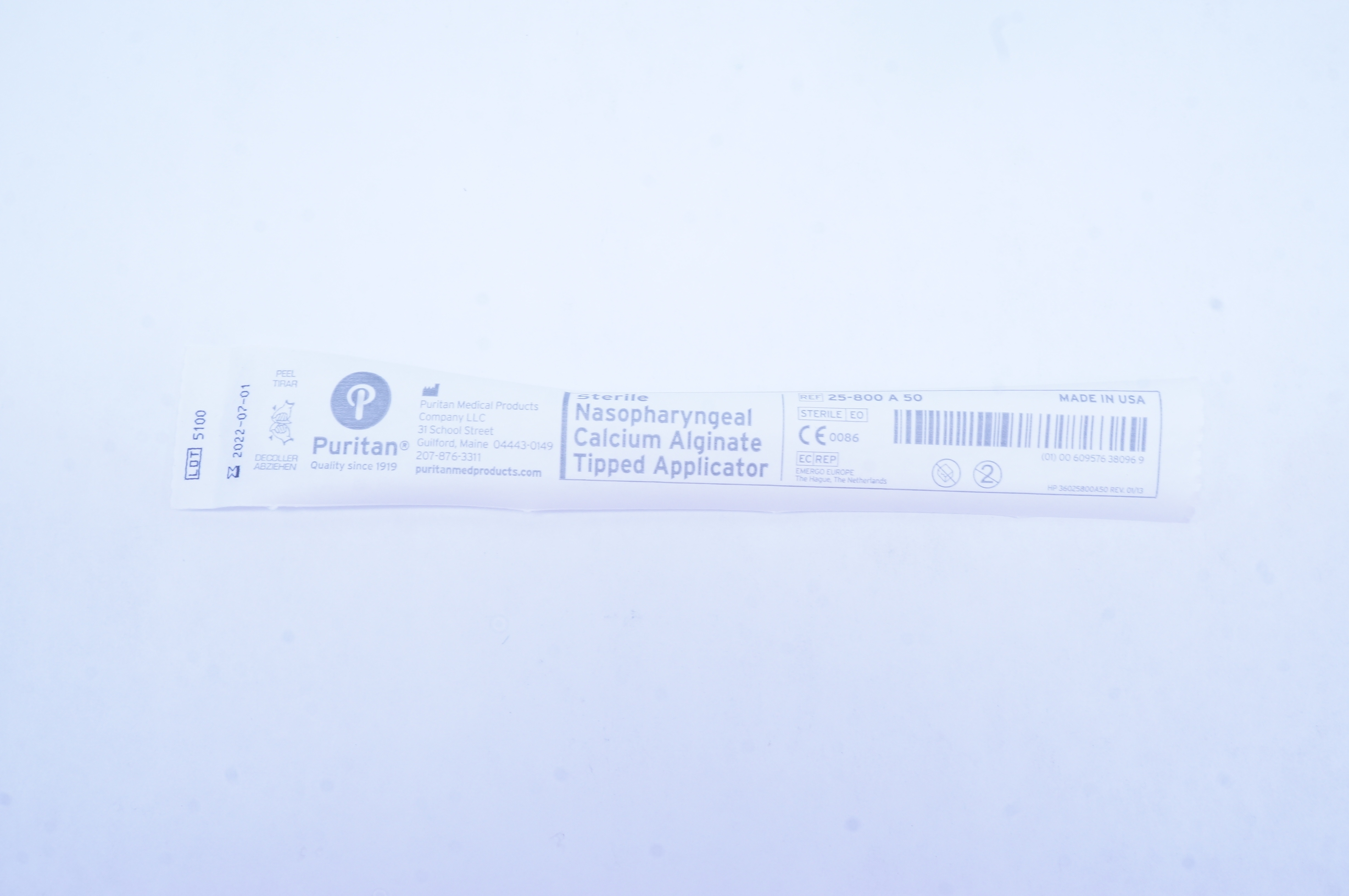 Puritan 25-800A50 Sterile Nasopharyngeal Calcium Alginate Tipped Applicator