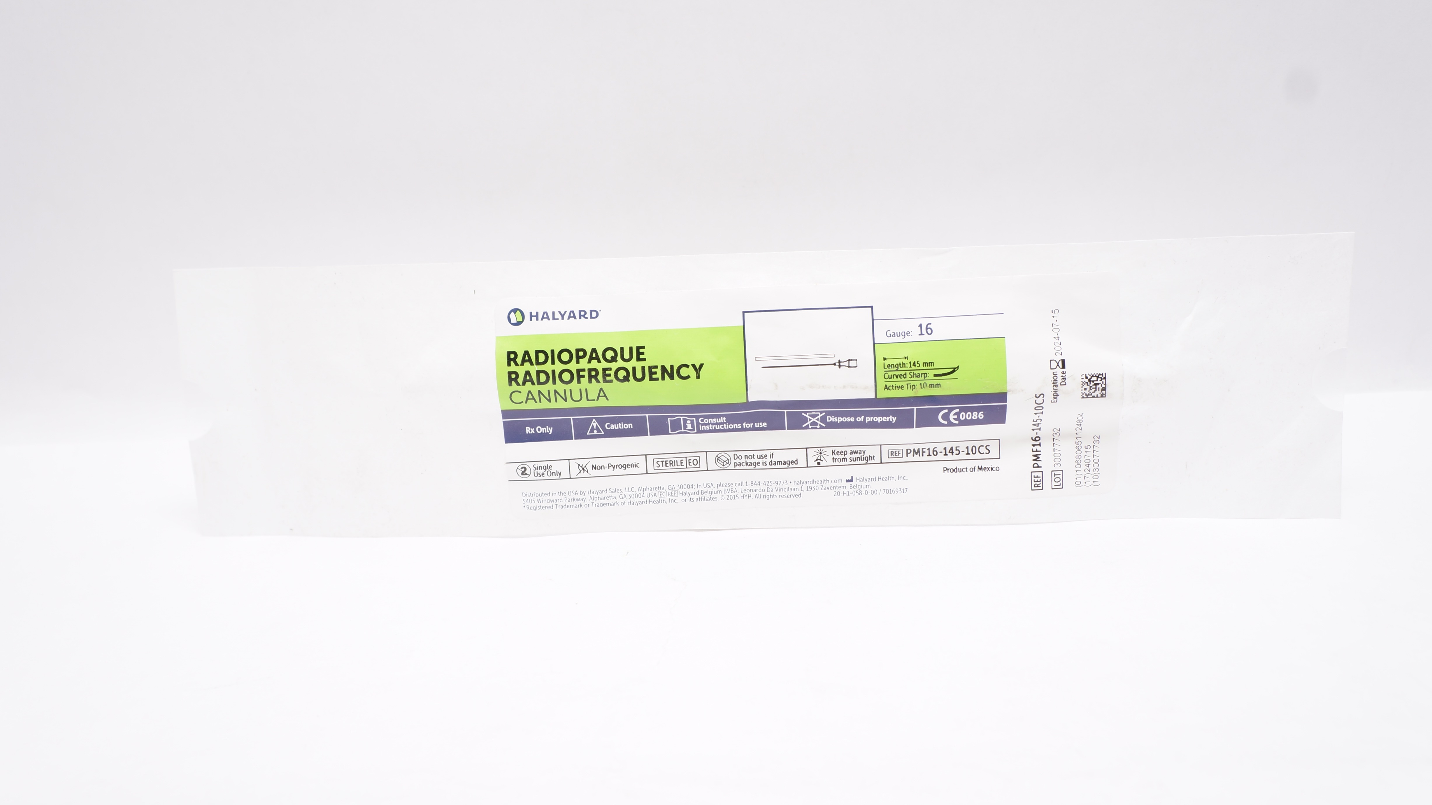 Halyard PMF16-145-10CS Radiopaque Radiofrequency Cannula 16G, 145mm x 10mm