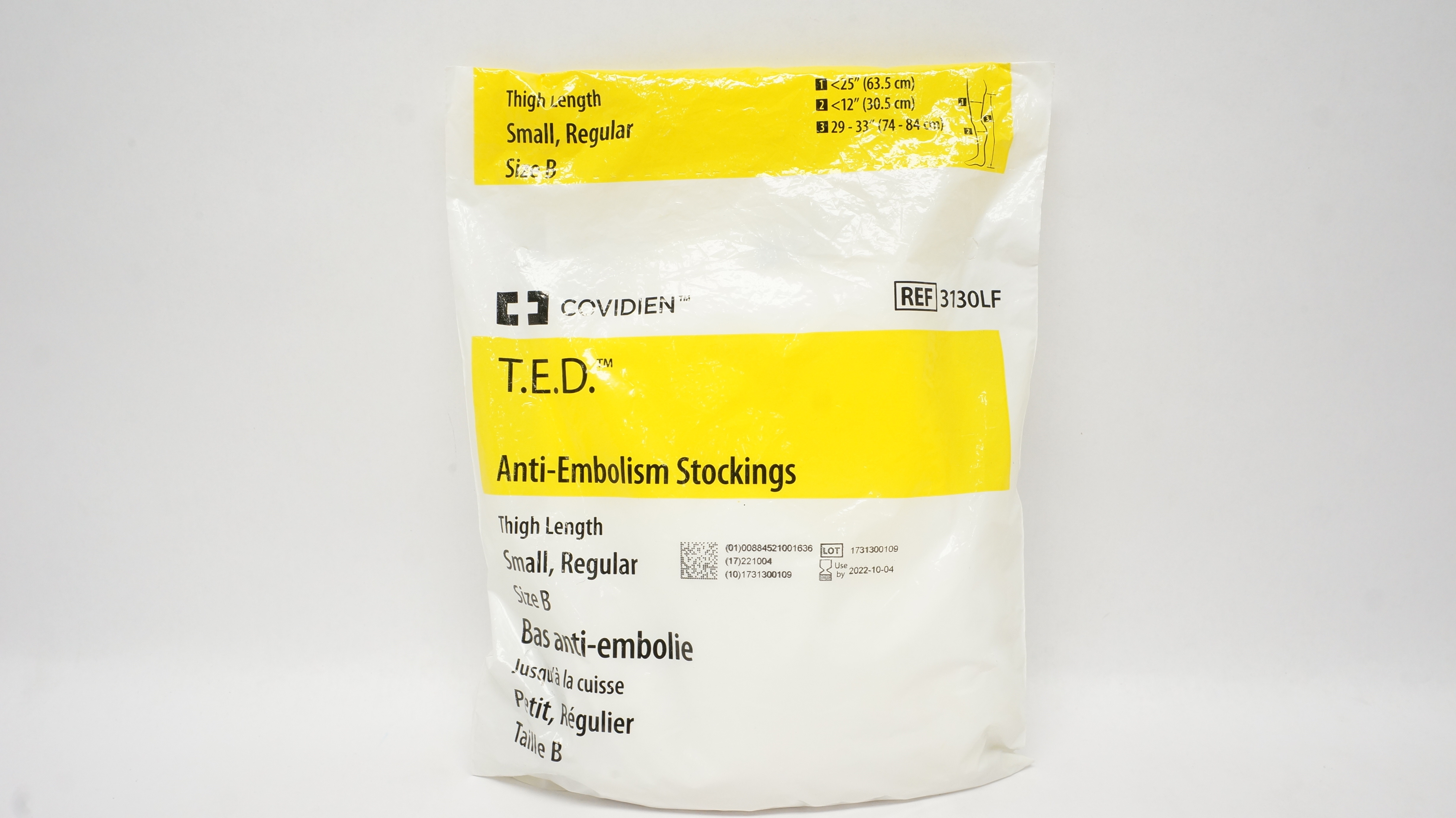 Covidien 3130LF T.E.D. Anti-Embolism Stockings Thigh Length Small Size B (x)
