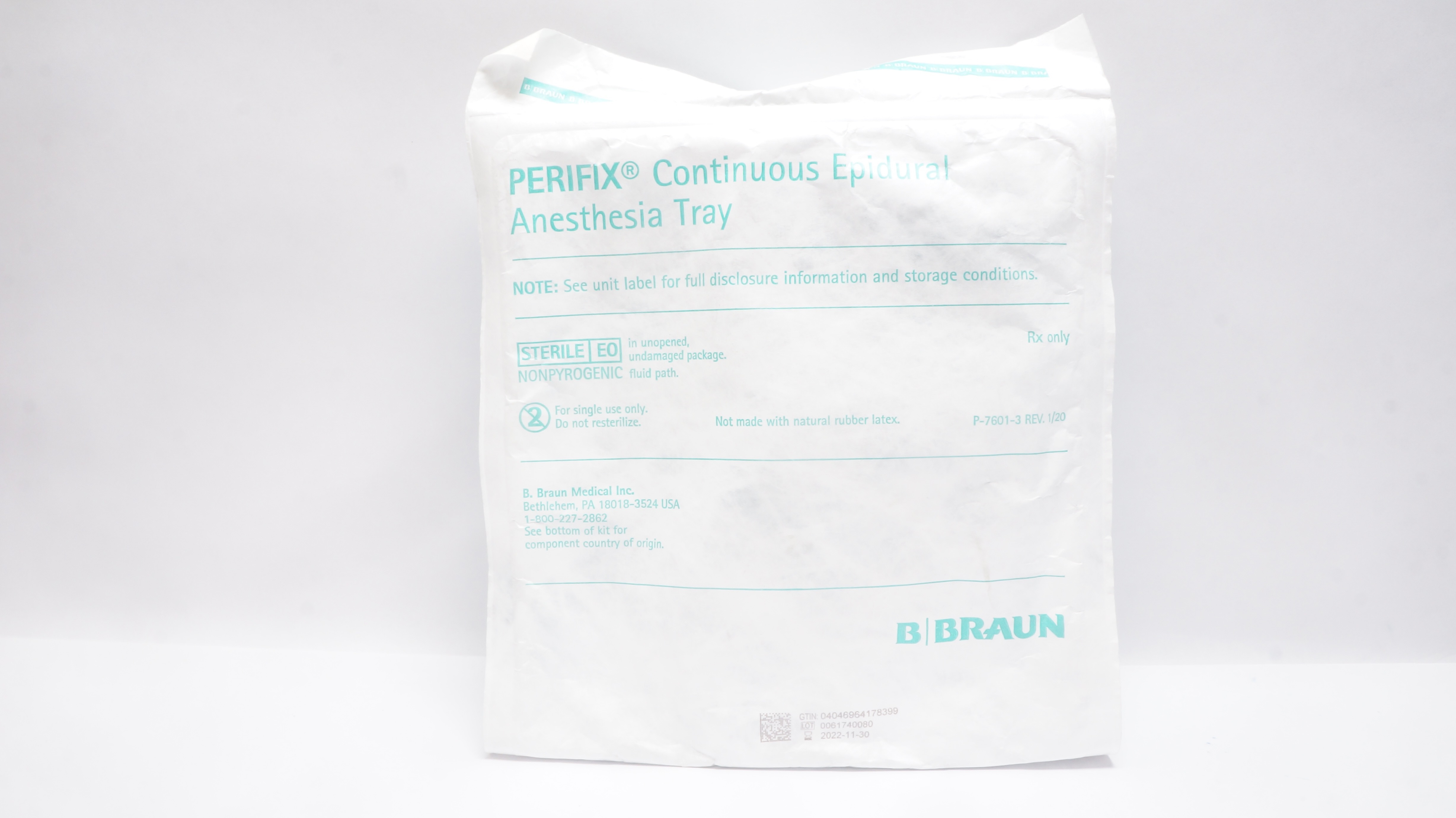 Braun 332224 Perifix Continuous Epidural Anesthesia Tray 20G (x)