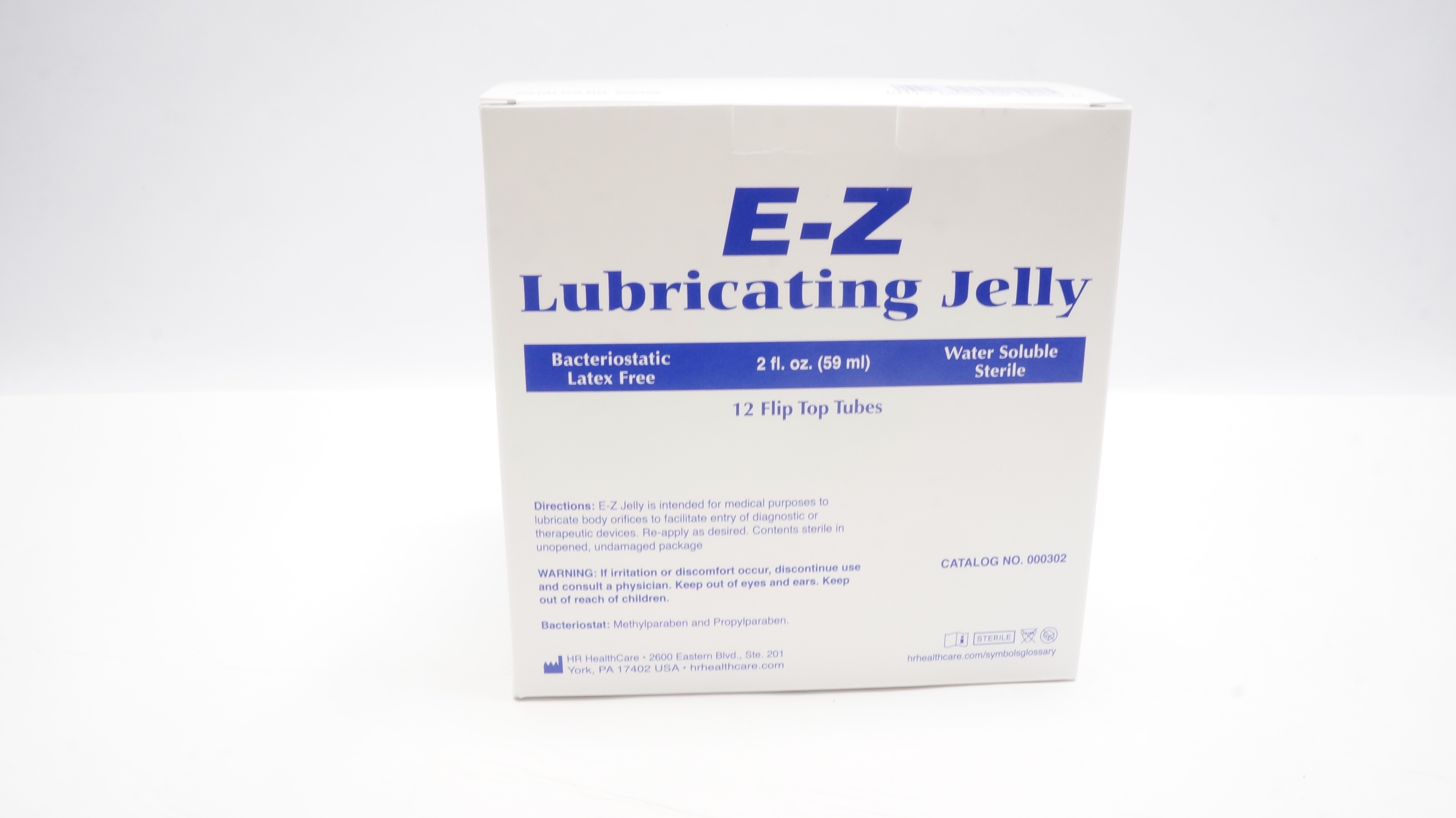 HR HealthCare 000302 E-Z Lubricating Jelly FLip Top Tubes 2fl.oz. - Box of 12