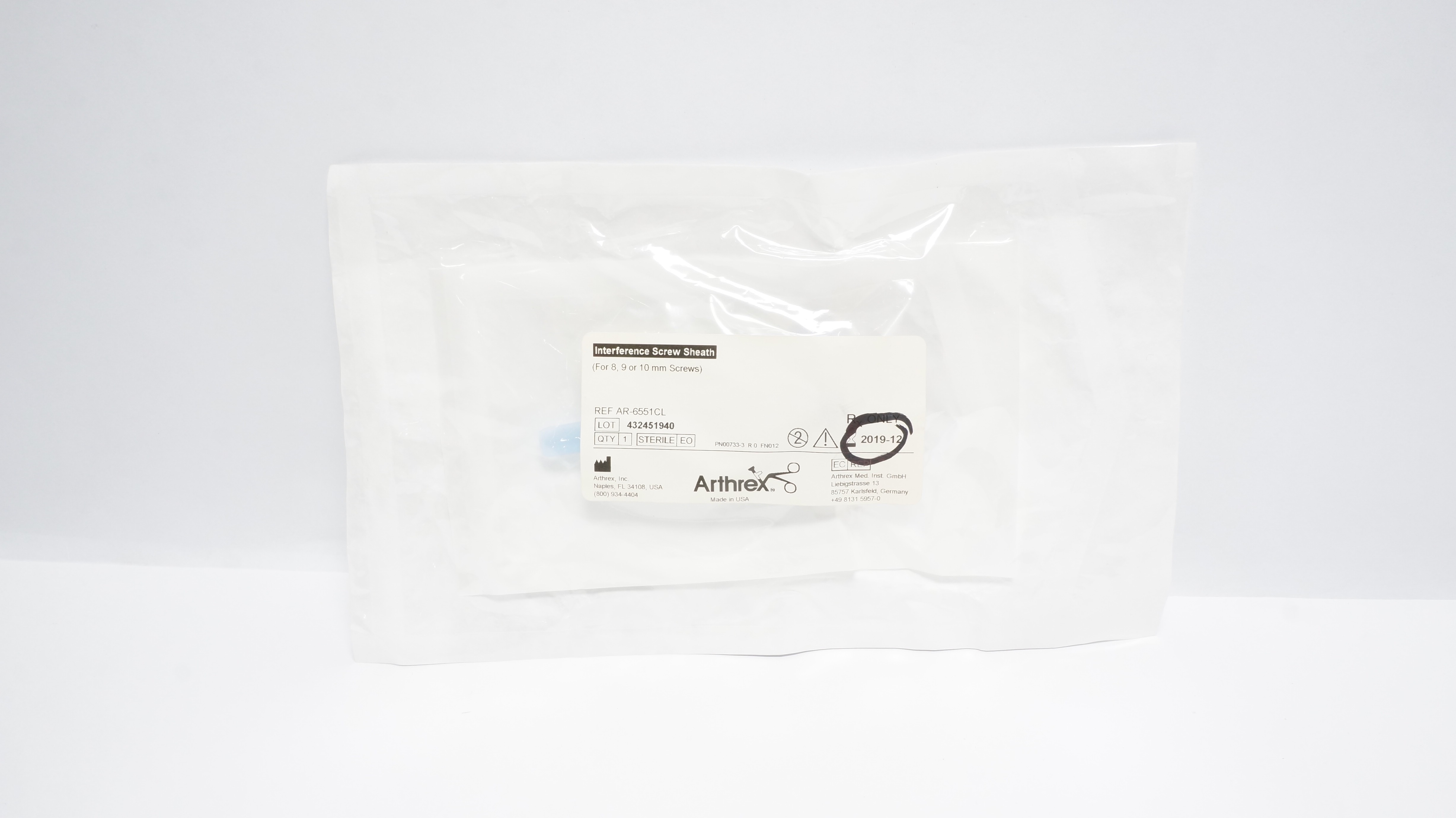 Arthrex AR-6551CL Interference Screw Sheath (For 8,9 or 10mm Screws) (x)