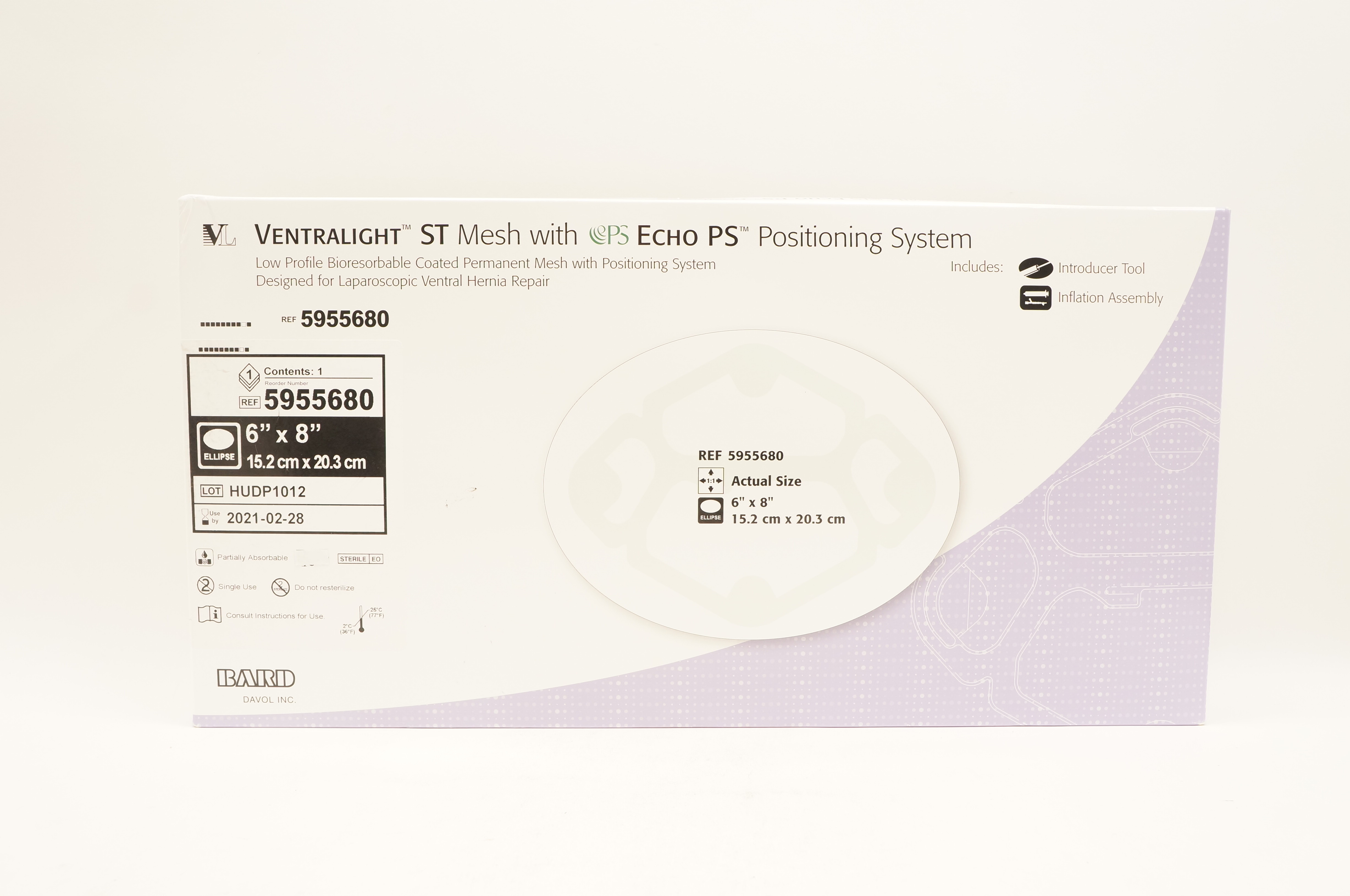 Bard 5955680 Ventralight ST Mesh With Echo PS Positioning System 6 x 8 inch (x)