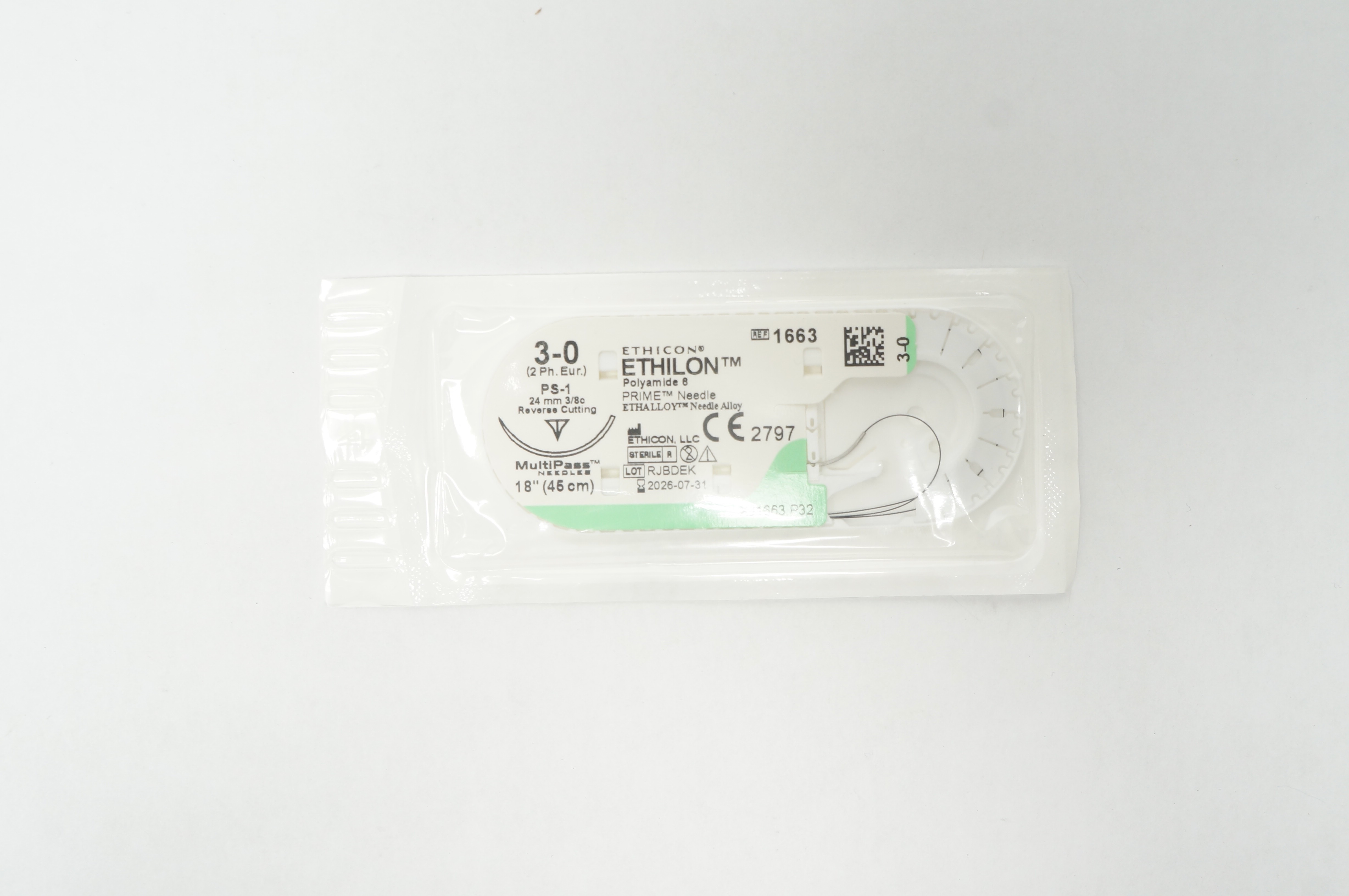 Ethicon 1667 4-0 Ethilon PS-2 19mm 3/8c Reverse Cutting, 18inch