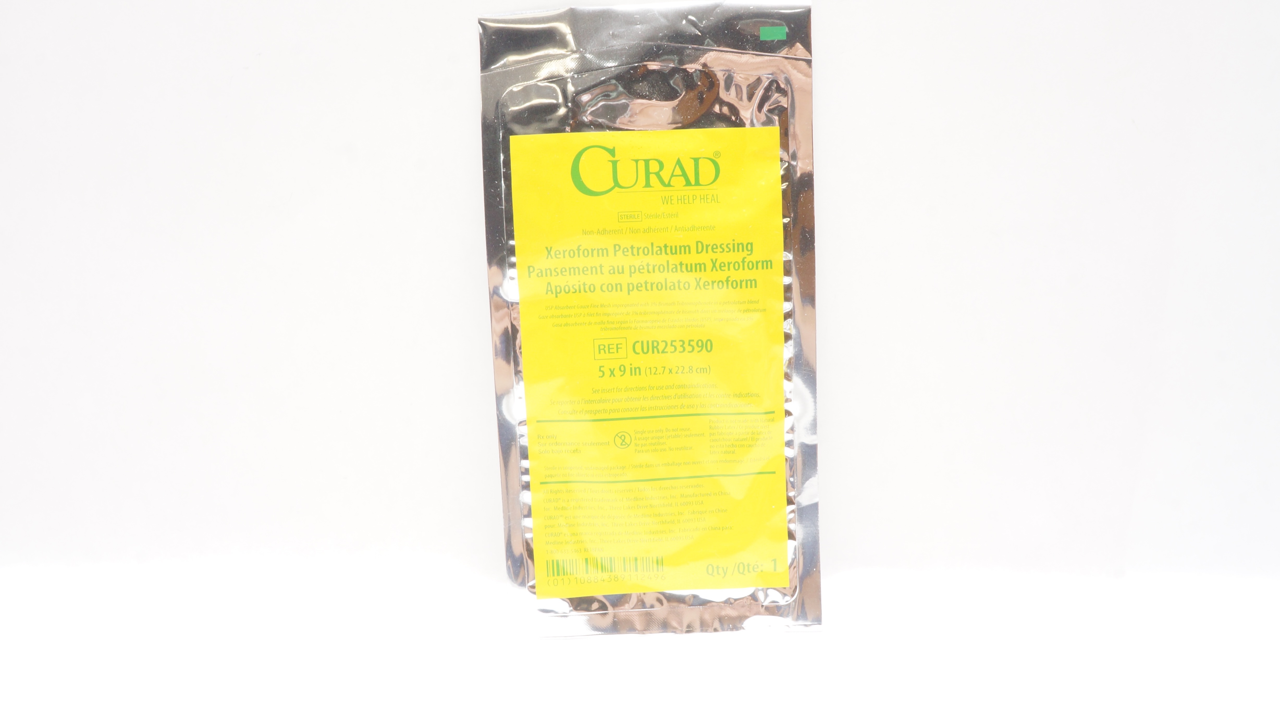 Medline CUR253590 Curad Xeroform Petrolatum Dressing 5 inch x 9 inch (x)