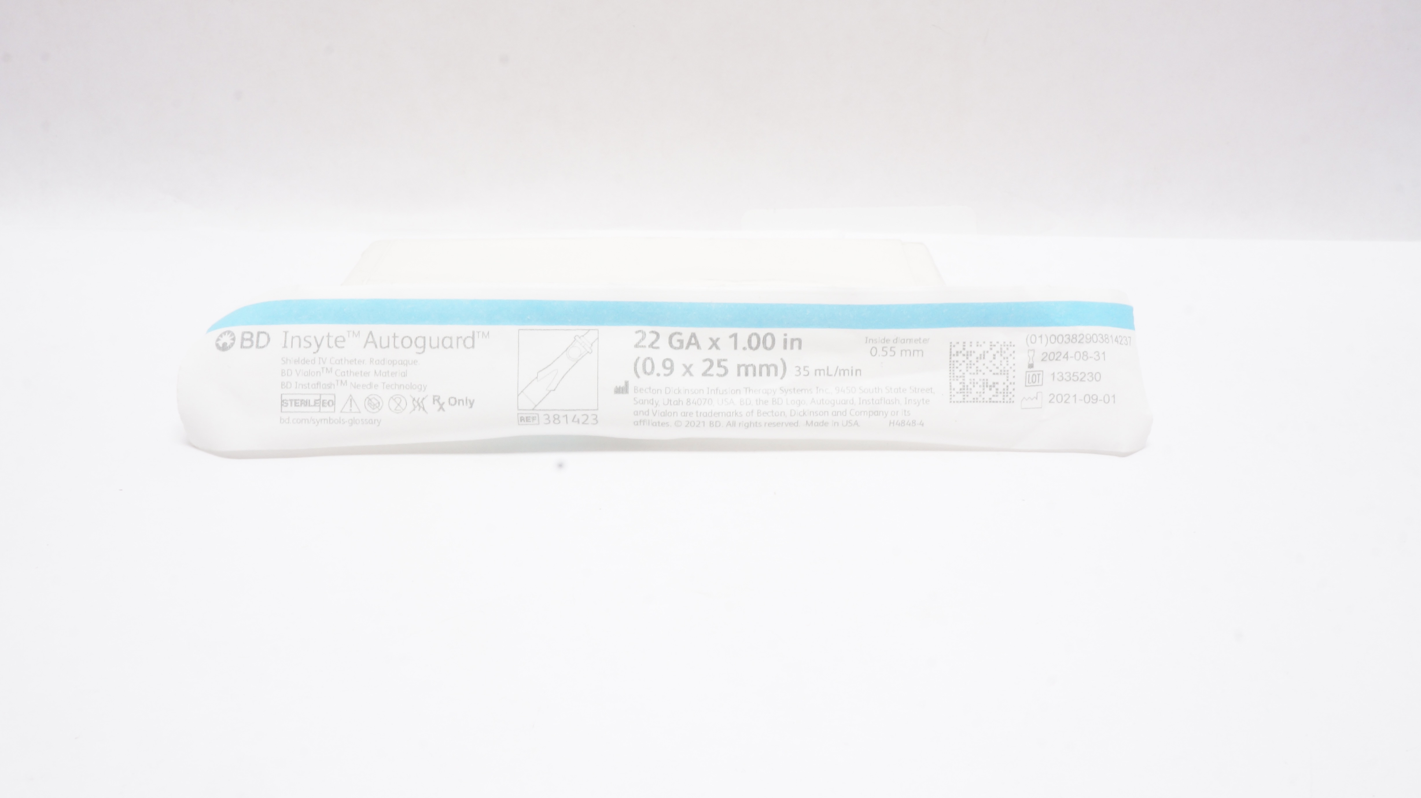BD 381423 Vialon Autoguard Shielded IV Cath. 22Ga x 1.00inch, 35mL/min