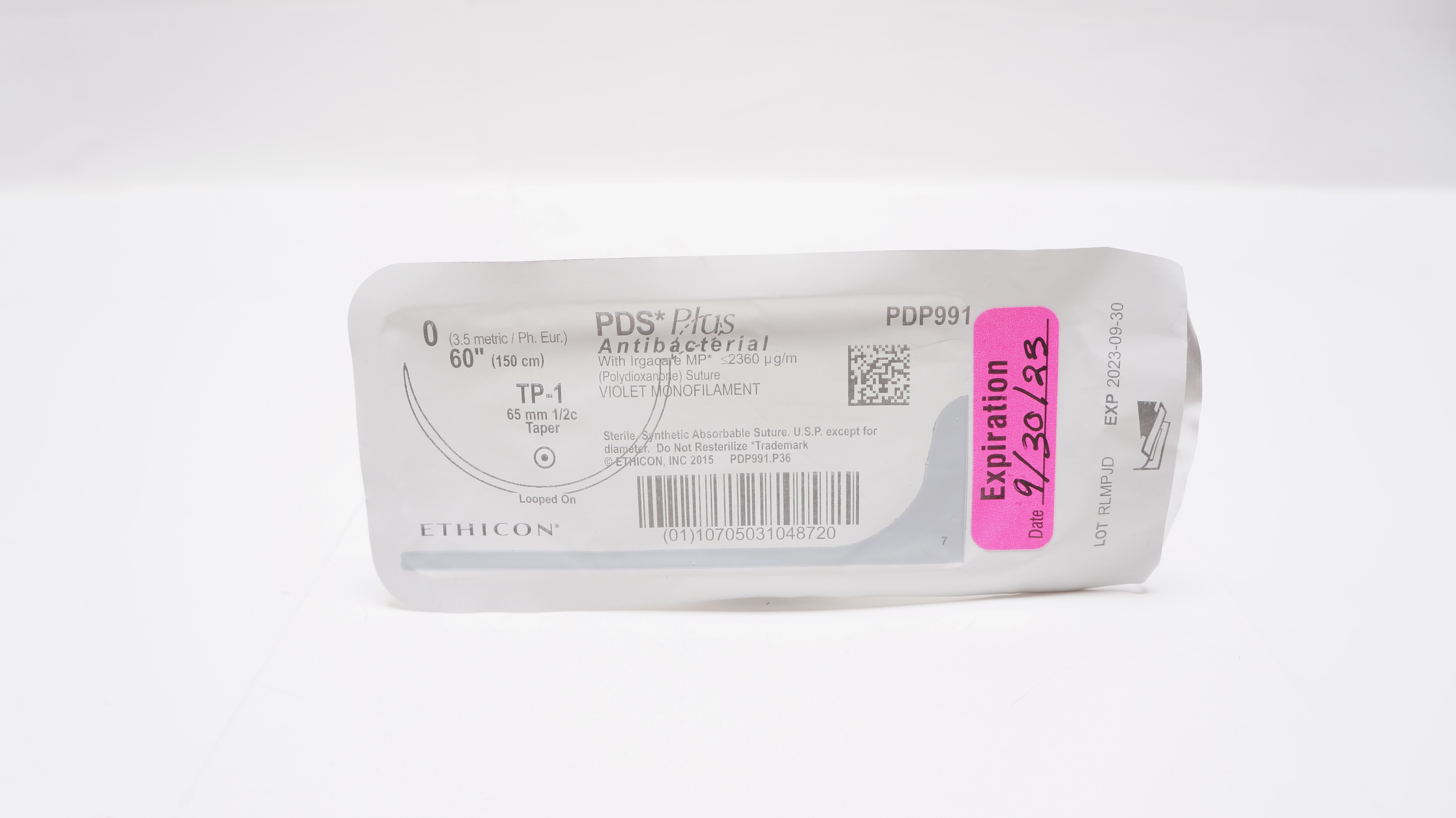 Ethicon PDP991 0 PDS Plus Antibacterial Stre TP-1, 65mm 1/2c Taper, 60inch (x)