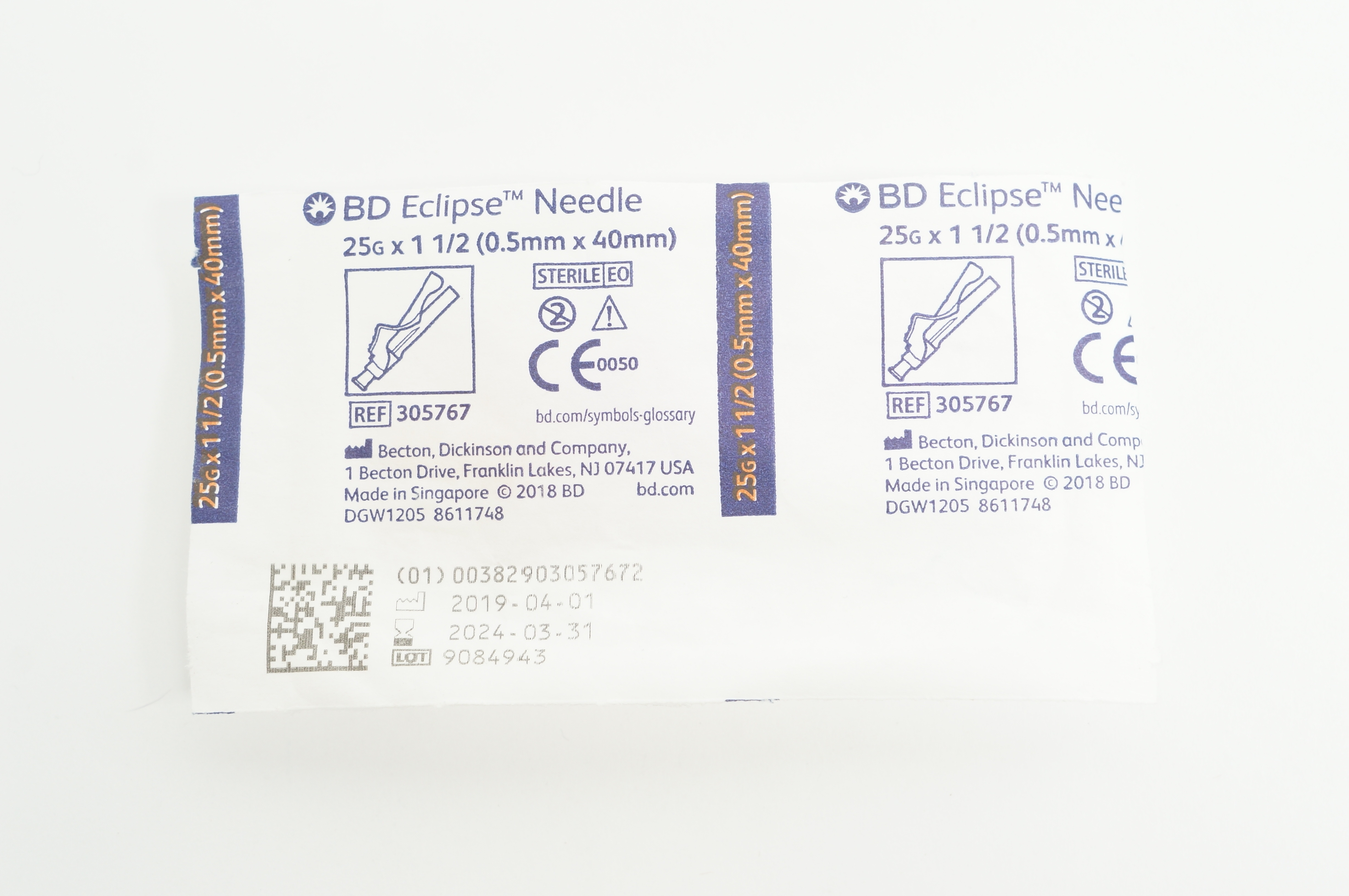BD 305767 Eclipse Ndle 25G x 1-1/2inch