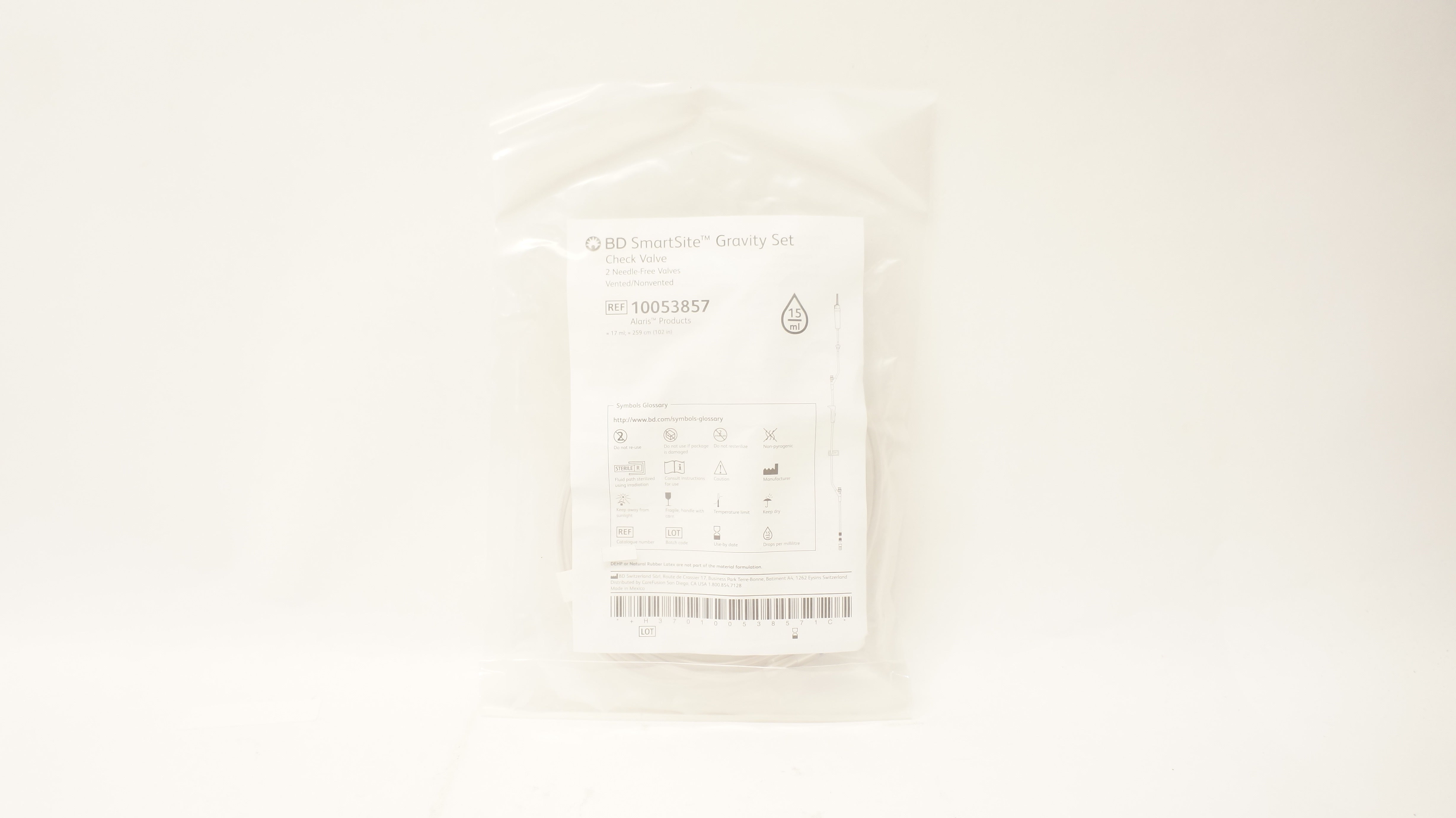 BD 10053857 SmartSite Gravity Set 2 Ndle-Free Valves 17ml x 102inch (x)