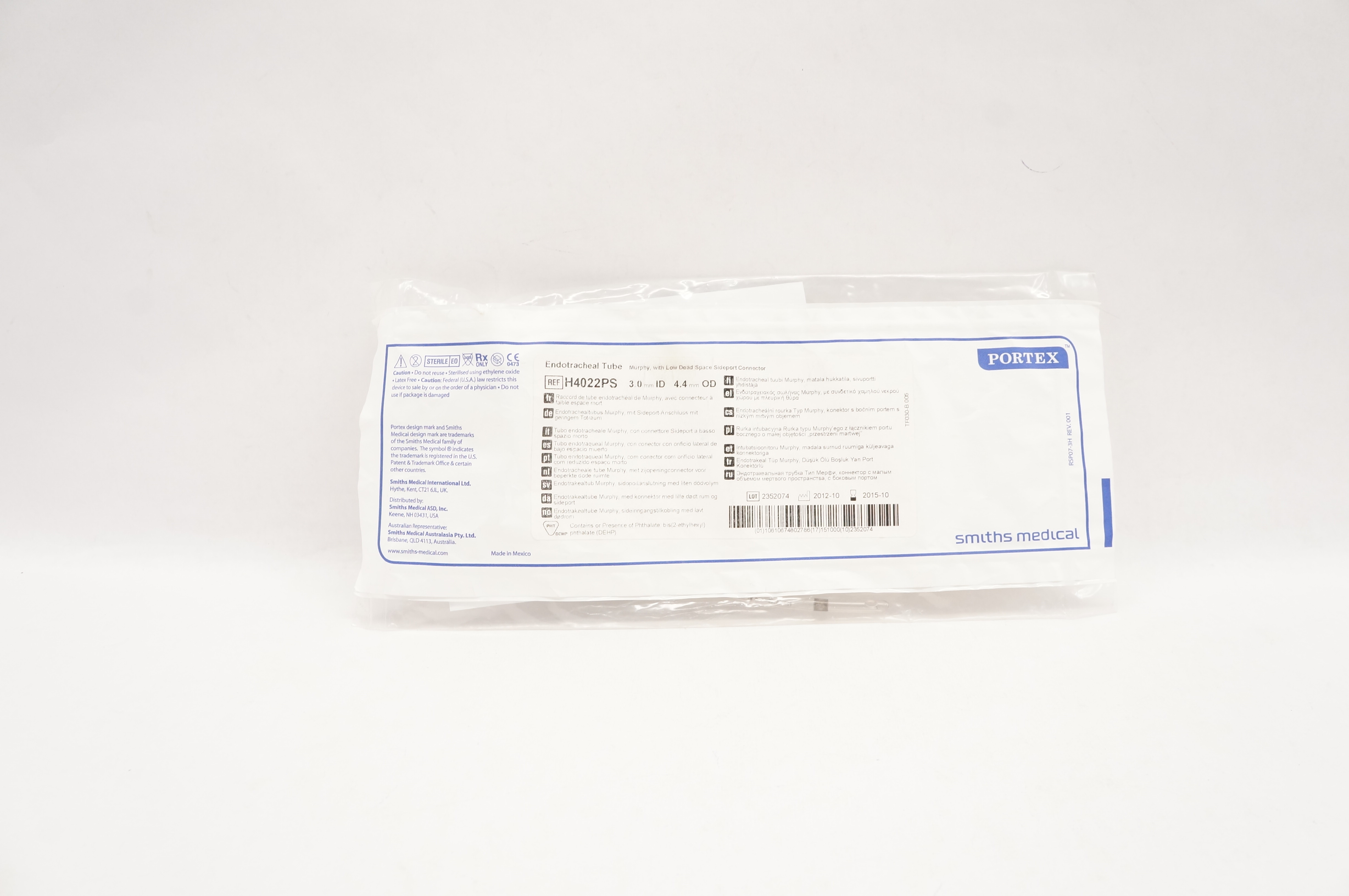 Smiths Medical H4022PS Portex Endotracheal Tube Murphy, 3.0 mm ID x 4.4 mm OD(x)