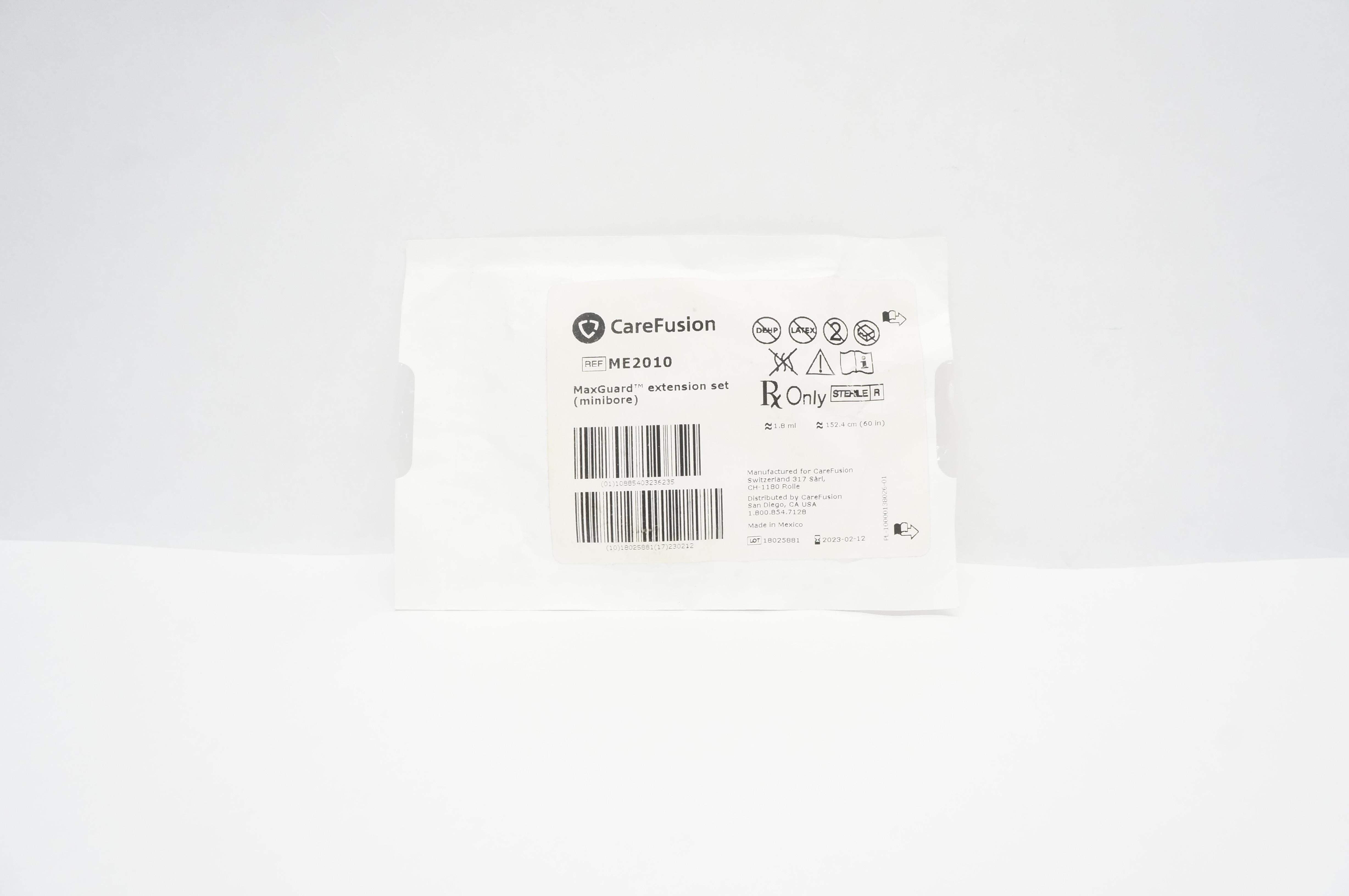 CareFusion ME2010 MaxGuard Extension Set, Minibore Approx.  1.8mL x 60inch