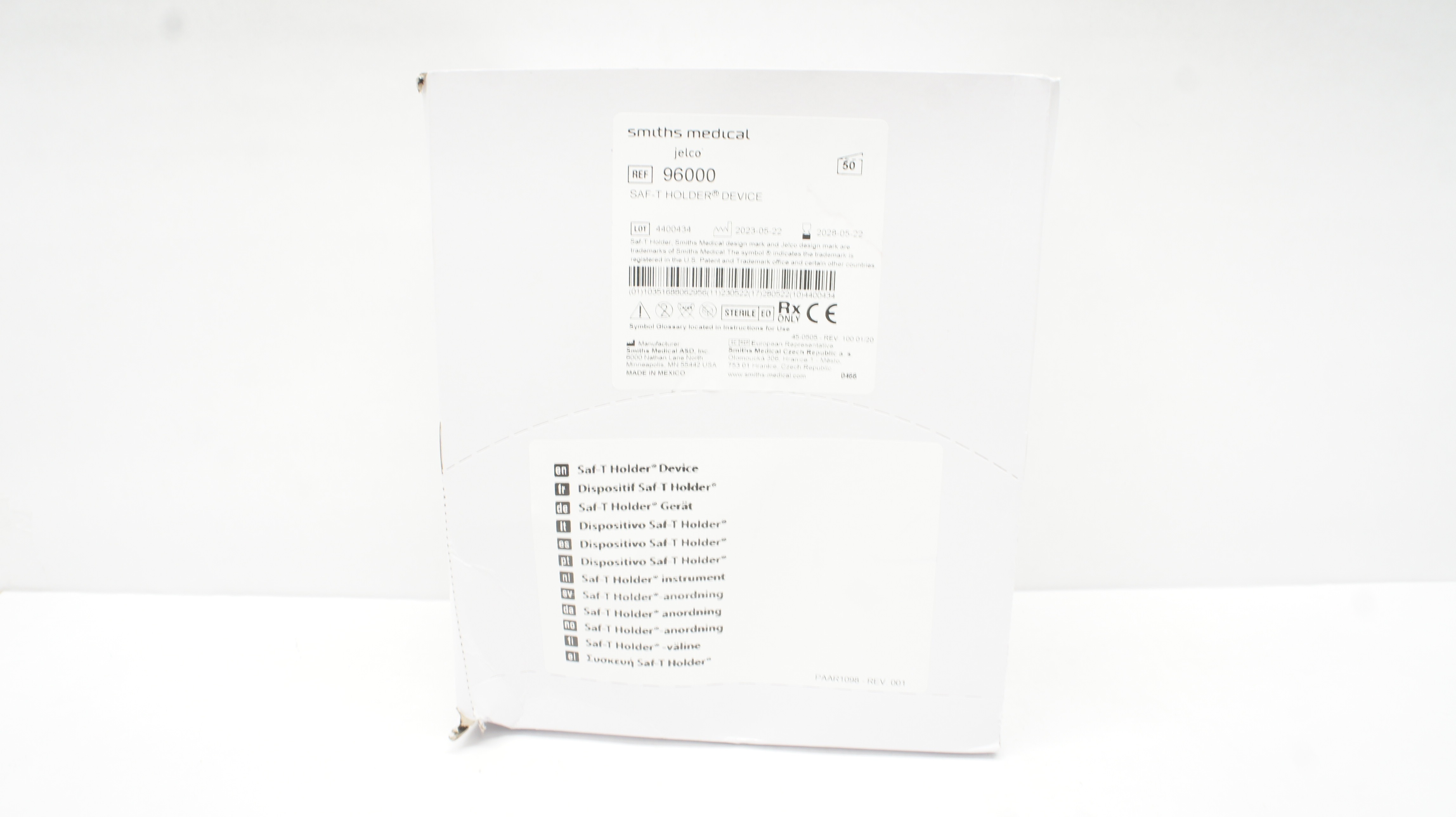 Smiths Medical 96000 Jelco Saf-T Holder Device - Box of 37
