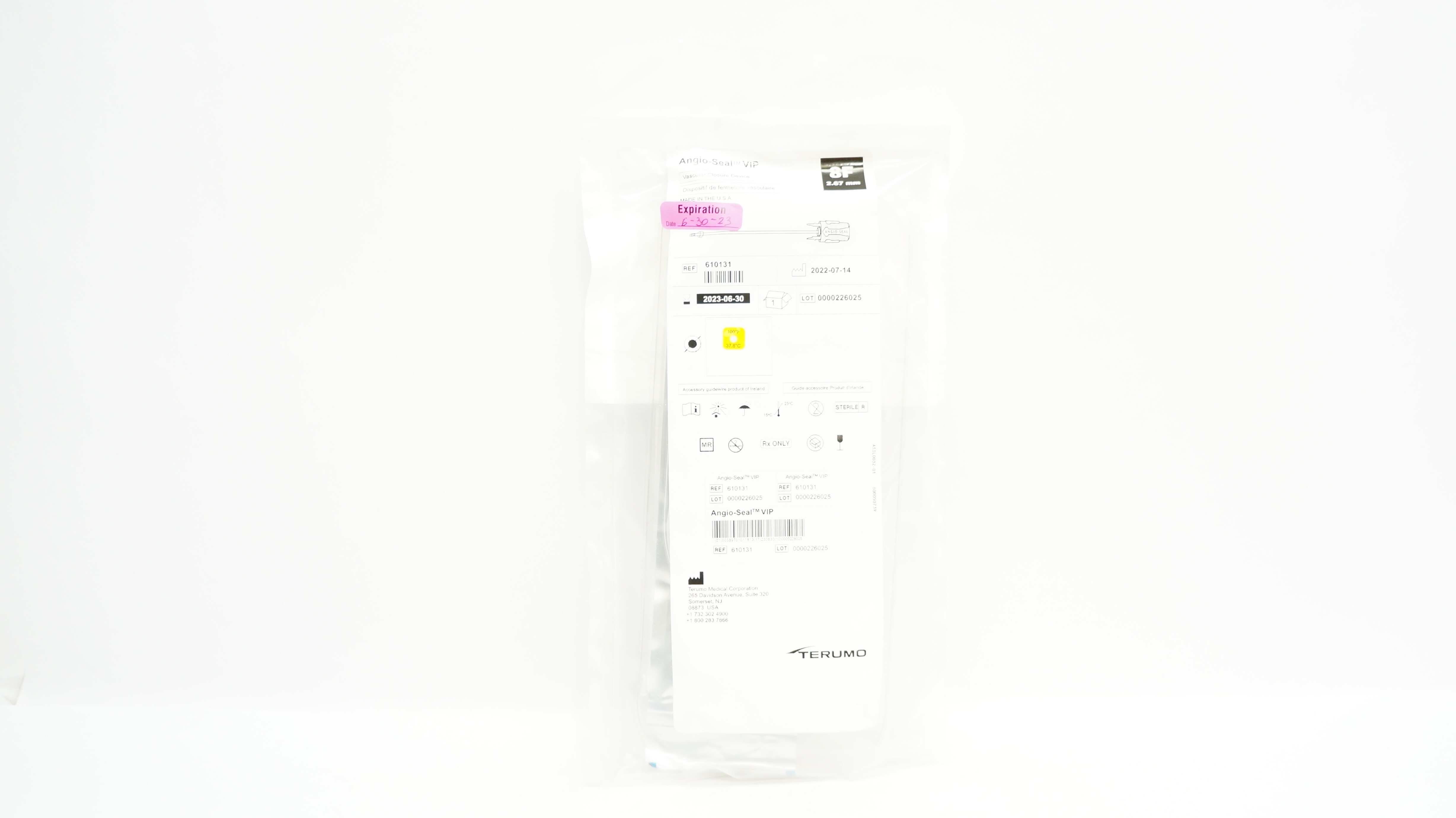 Terumo 610131 Angio-Seal VIP Vascular Closure Device 8F (x)